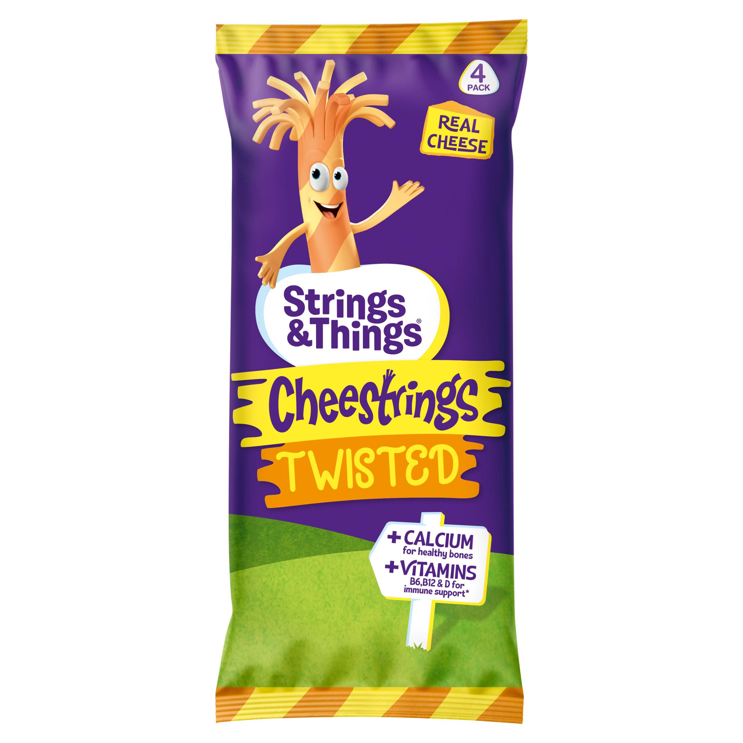 Strings & Things Twisted Cheestrings Cheese Snack x4 80g