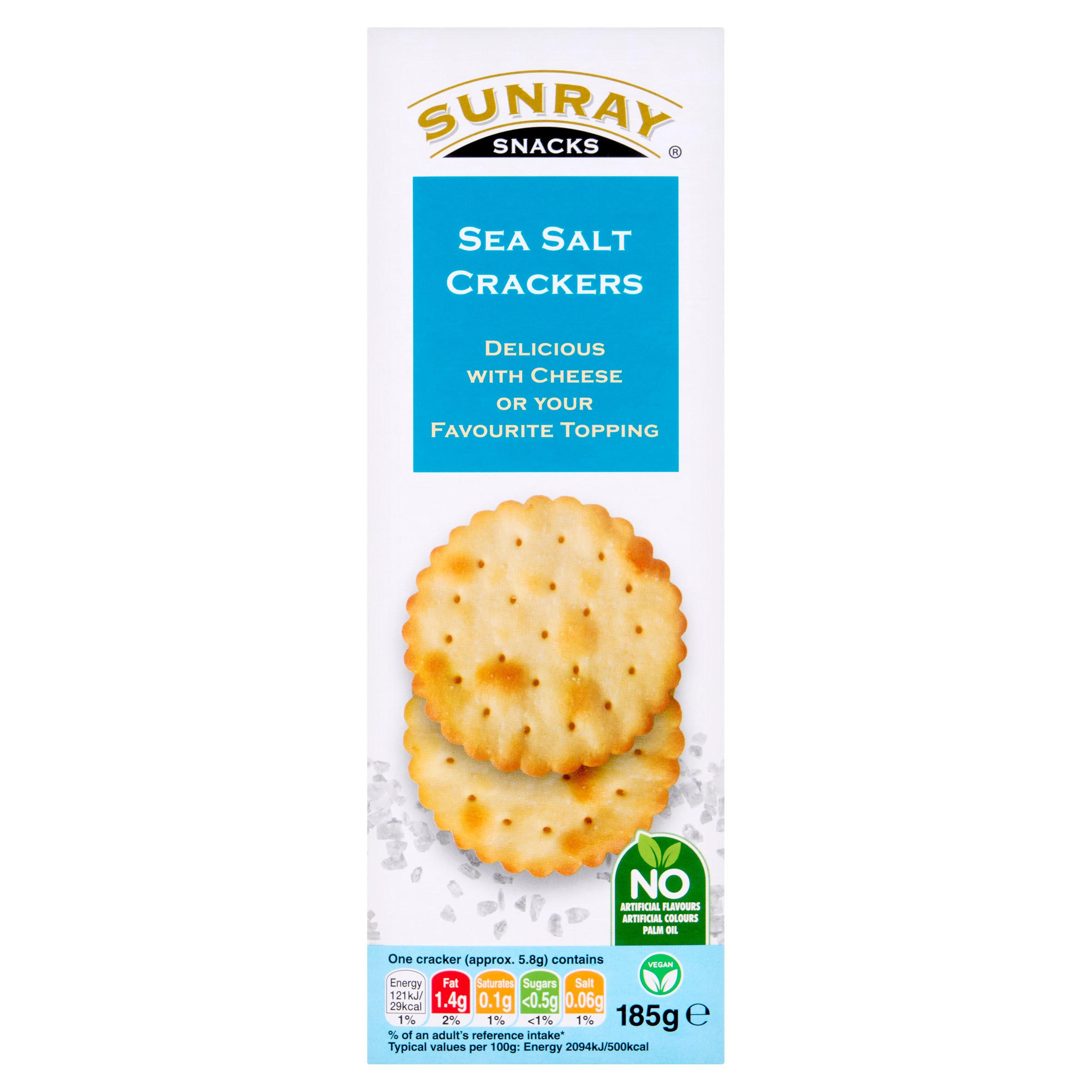 Sunray Snacks Sea Salt & Black Pepper Crackers 185g