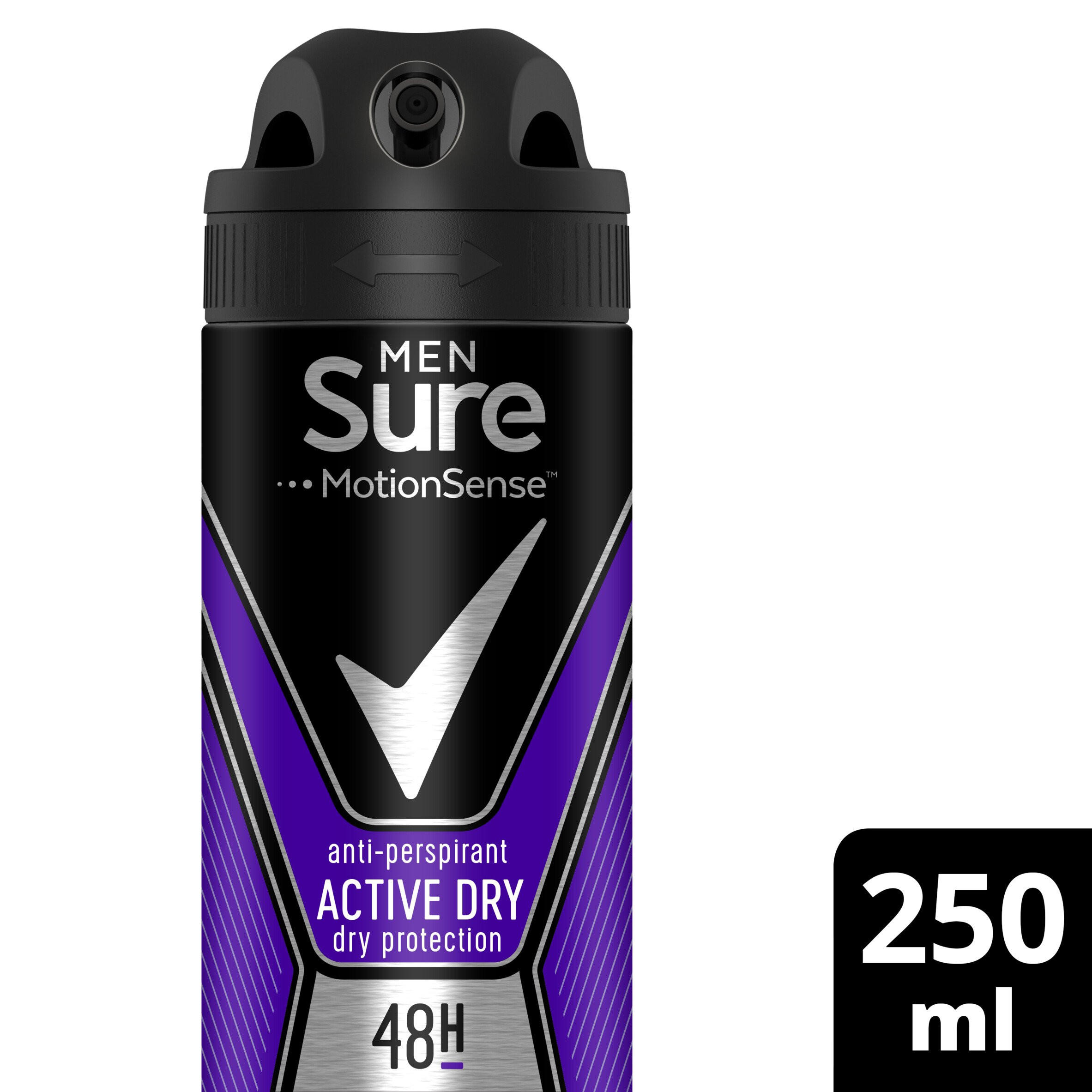 Sure Active Dry Antiperspirant Aerosol 250 ml Mens Toiletries