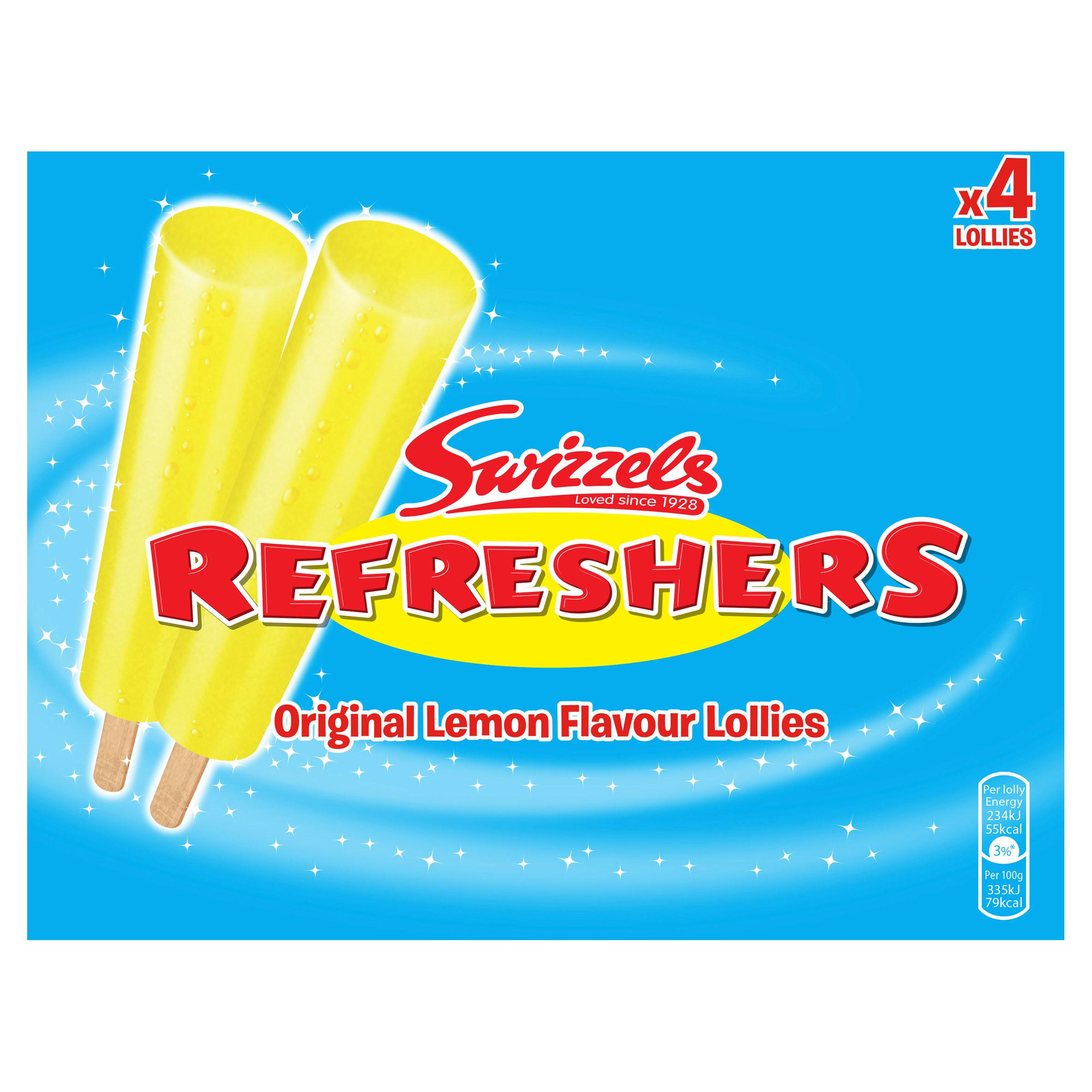 Swizzels Refreshers Original Lemon Flavour Lollies 4 x 65ml (260ml