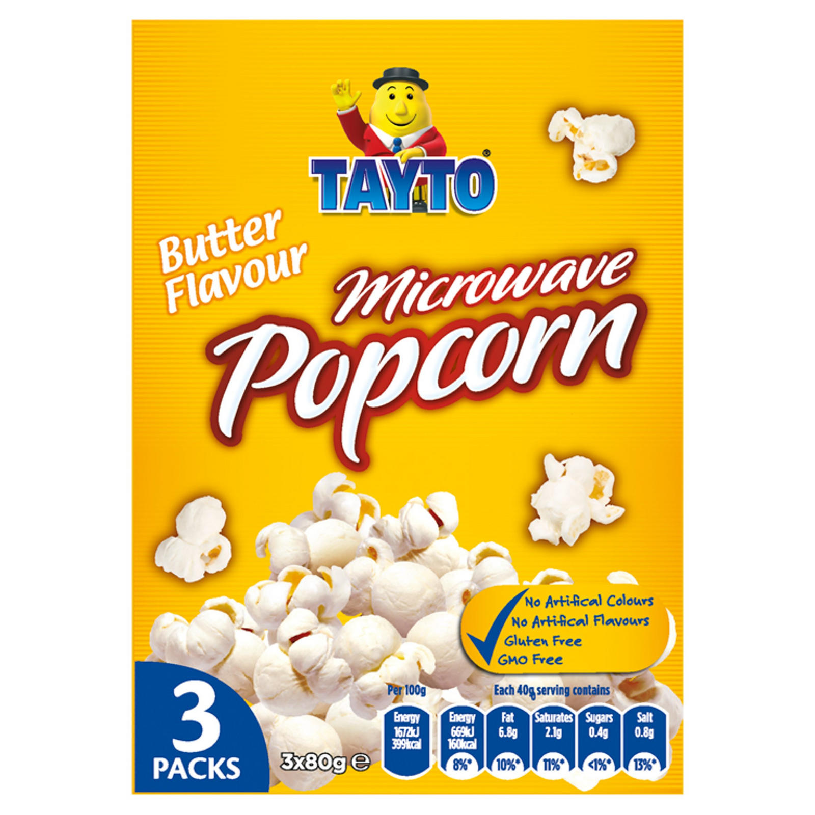 Tayto Butter Flavour Microwave Popcorn 3 x 80g | Crisps, Nuts & Snacks