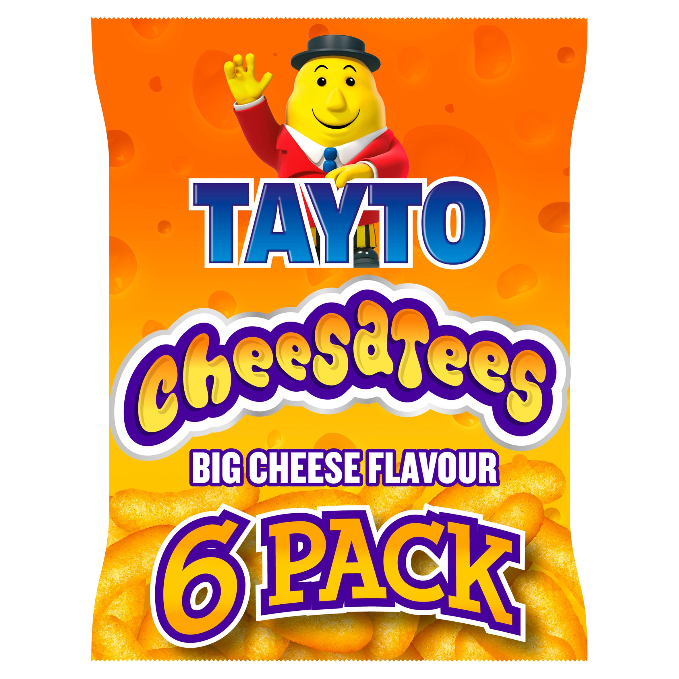 Tayto Cheesatees Multipack Snacks 6 Pack 102g, folic acid free