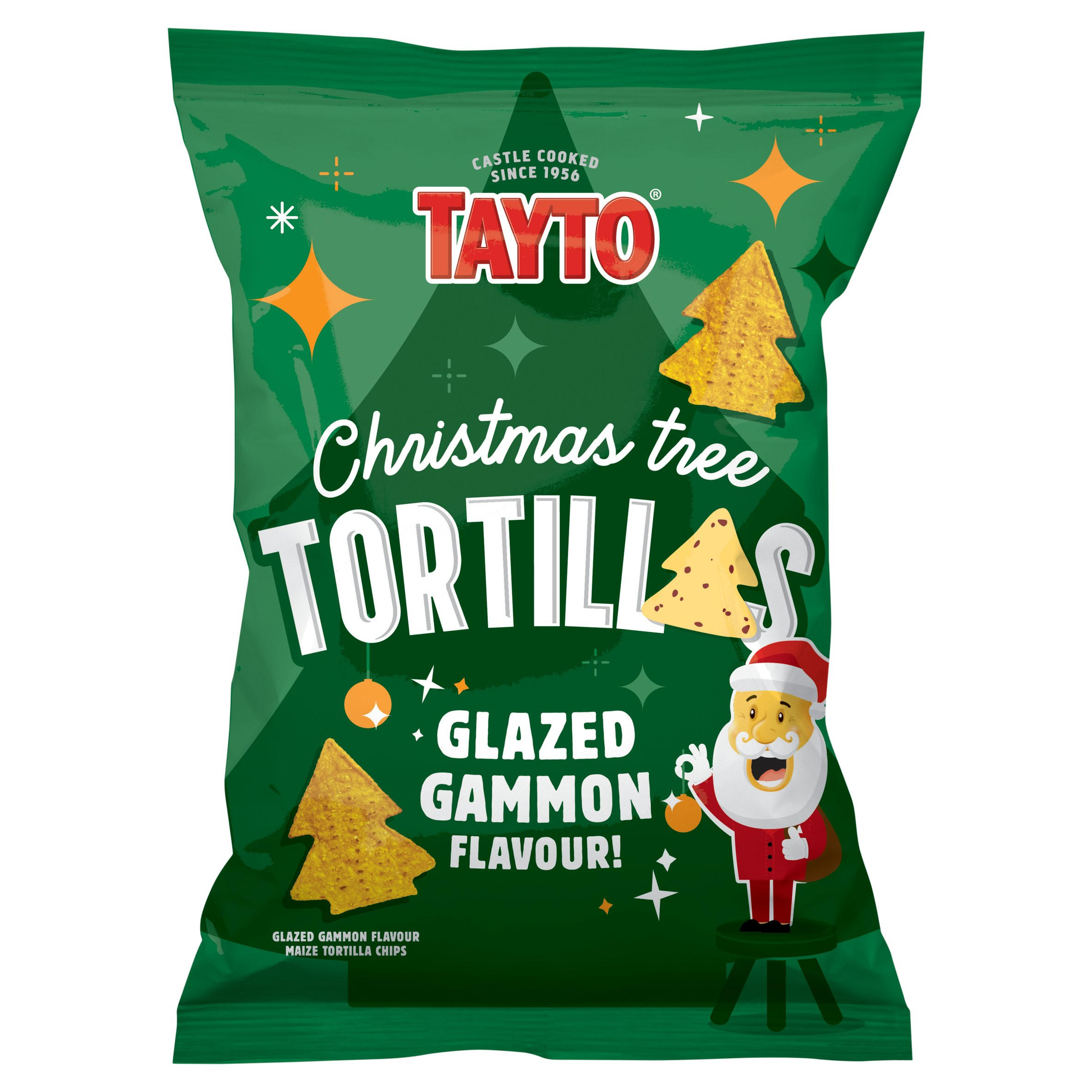 Tayto Christmas Tree Tortillas Glazed Gammon Flavour 120g, folic acid free