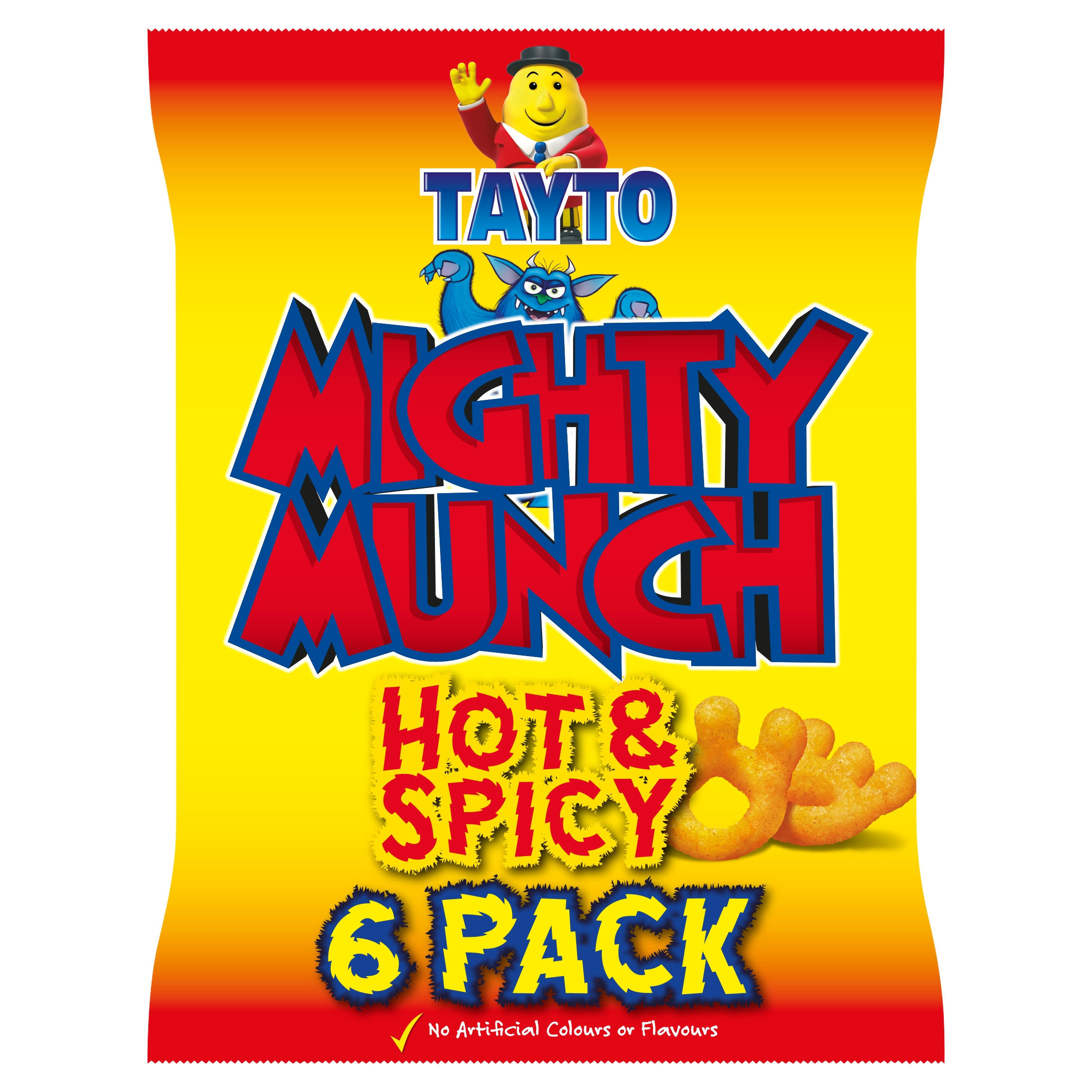 Tayto Mighty Munch Hot & Spicy Flavour 6 x 26g, folic acid free