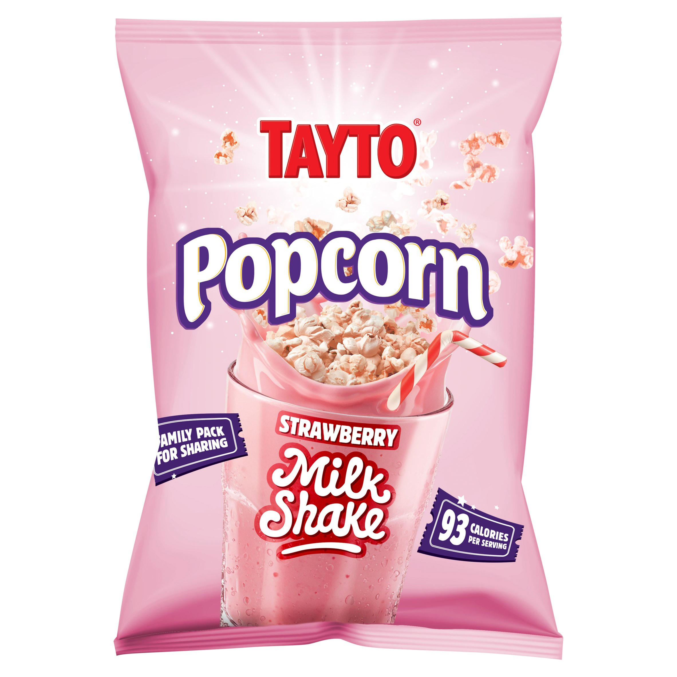 Tayto Popcorn Strawberry Milk Shake 100g, folic acid free