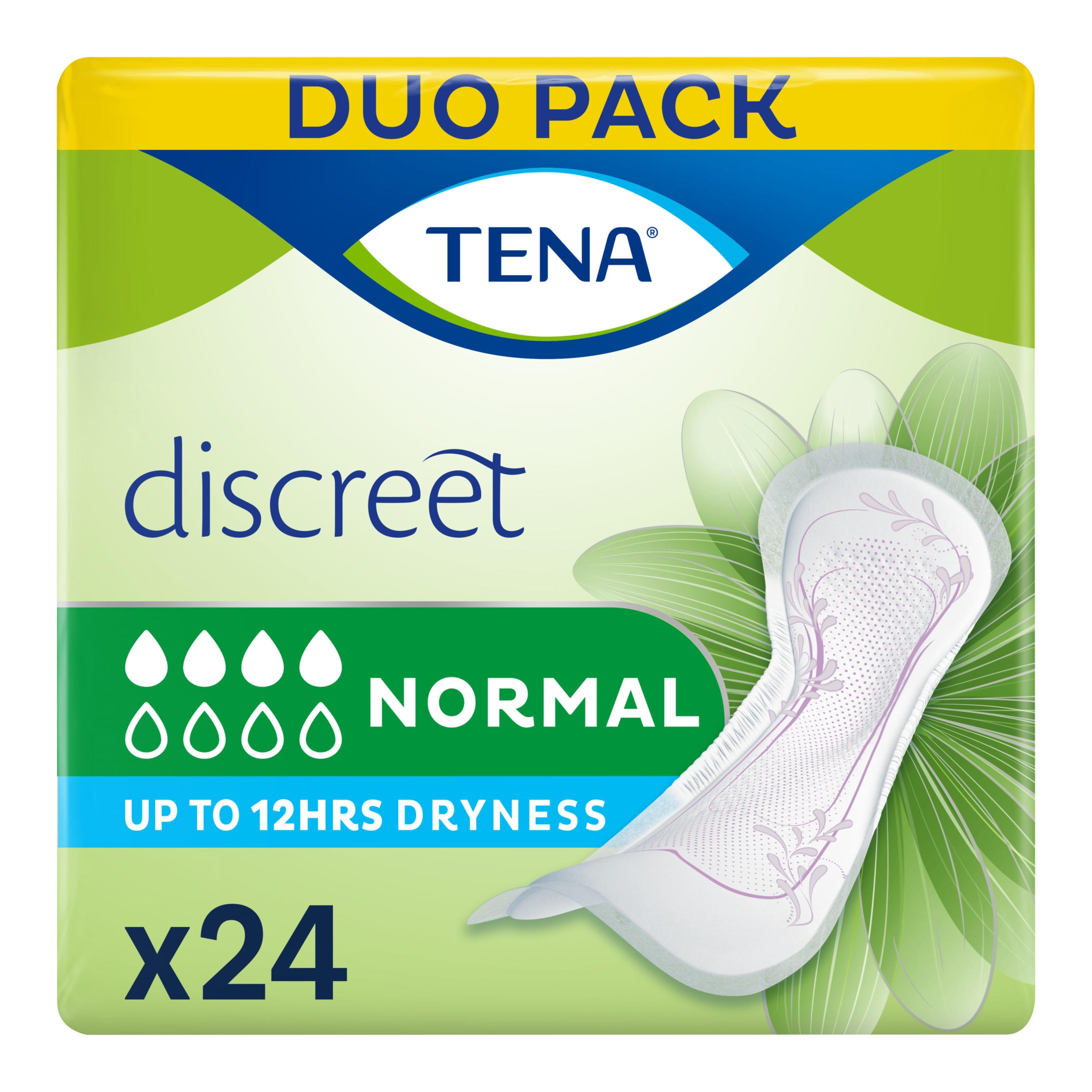 TENA Discreet Normal Incontinence Pads Duo 24 Pack