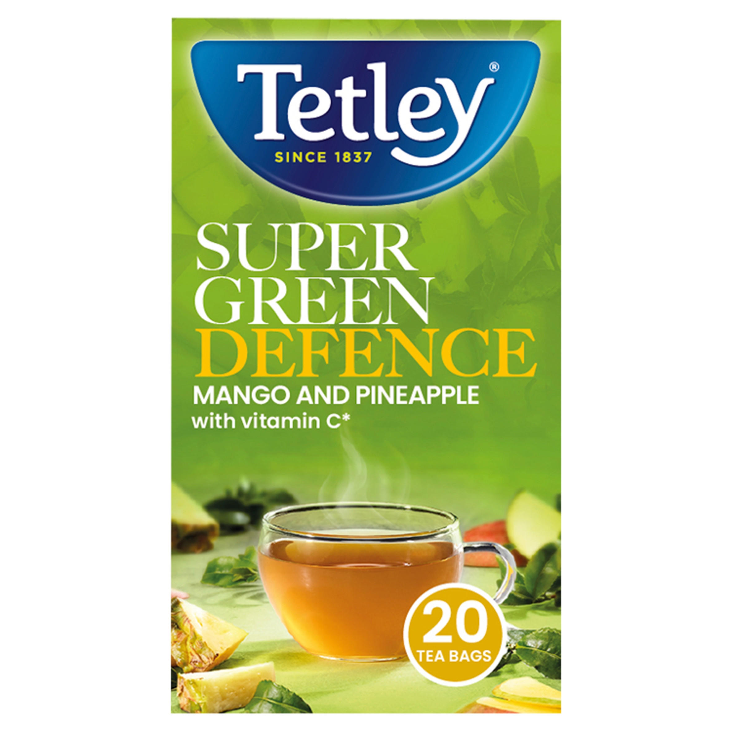 Tetley Super Green Defence Mango and Pineapple 20 Tea Bags 40g Fruit