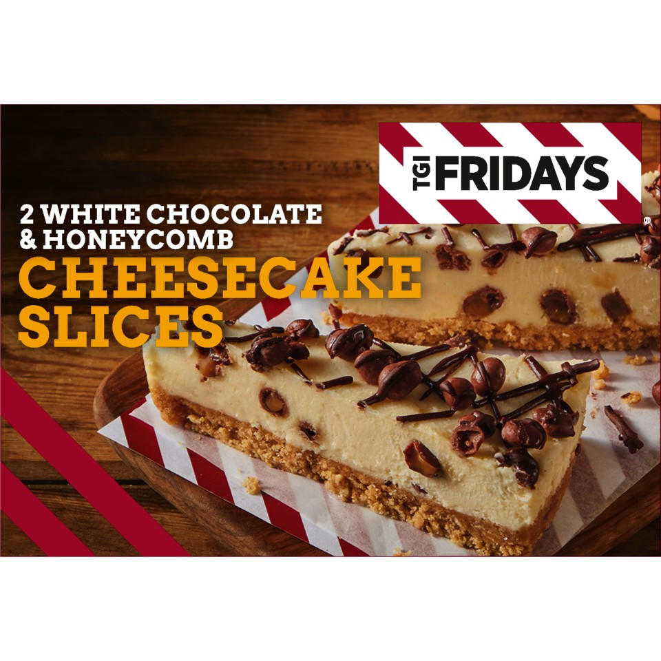 TGI Fridays 2 White Chocolate & Cheesecake Slices 200g TGI Fridays Iceland Foods