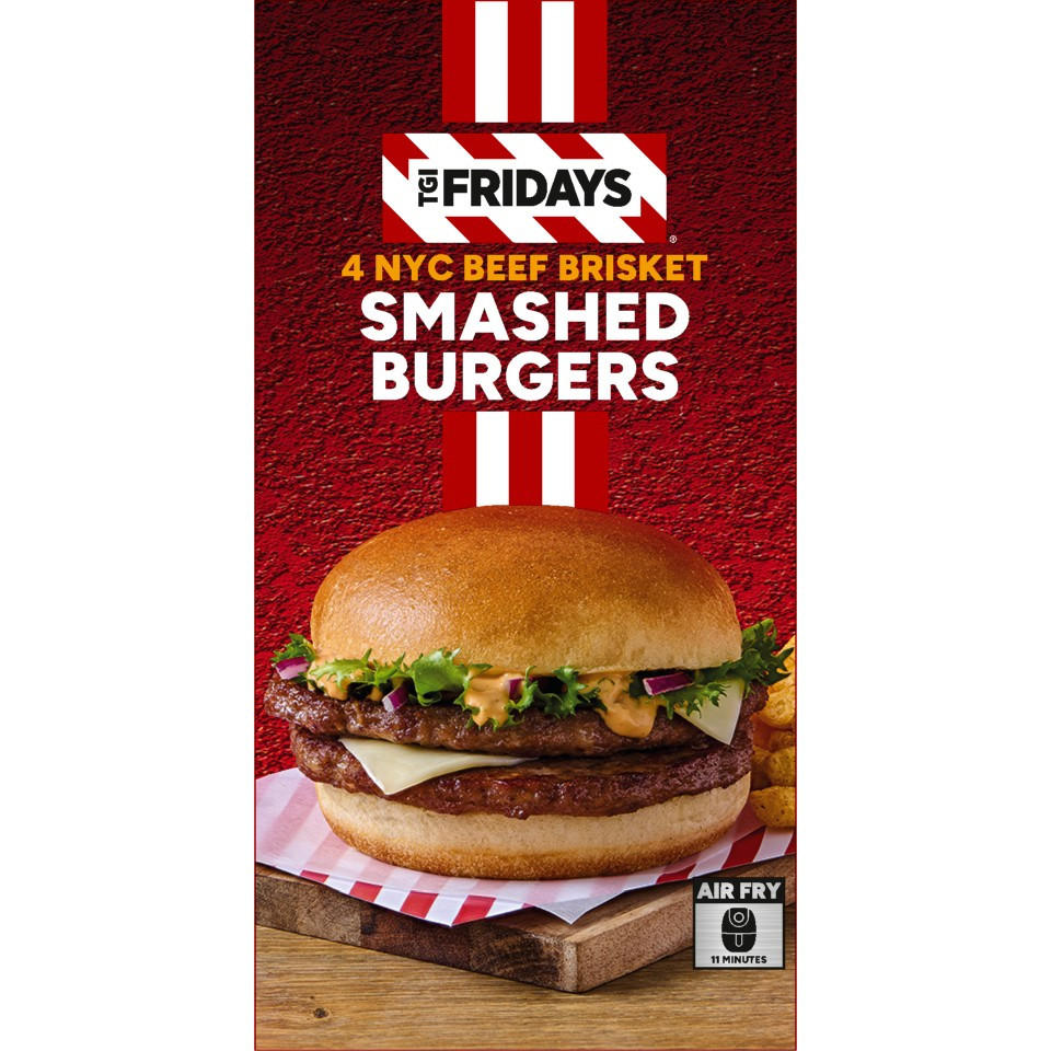 TGI Fridays 4 Tex Mex Smashed Beef Burgers 340g
