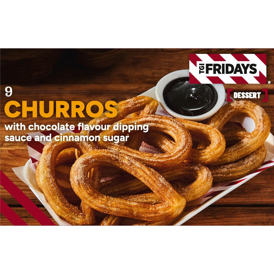 Chiquito TGI Fridays 9 (approx.) Churros with Chocolate Flavour Dipping Sauce and Cinnamon Sugar 291g