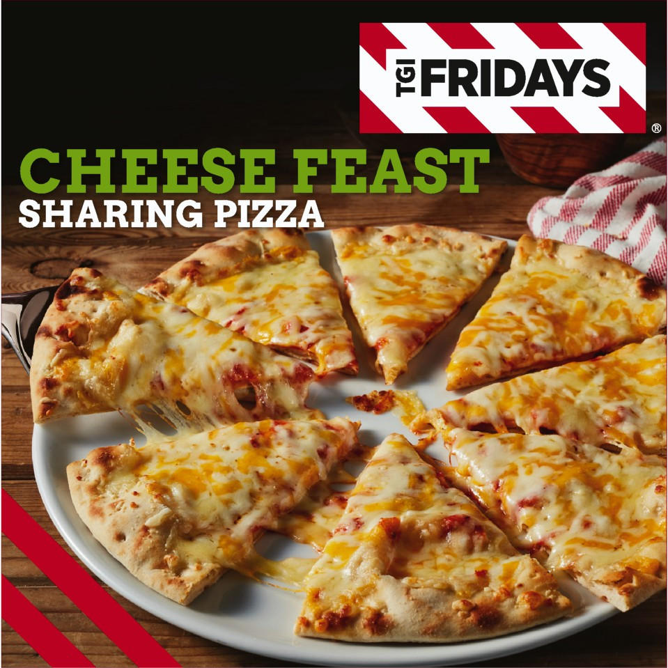 TGI Fridays Cheese Feast Sharing Pizza 470g TGI Fridays Iceland Foods