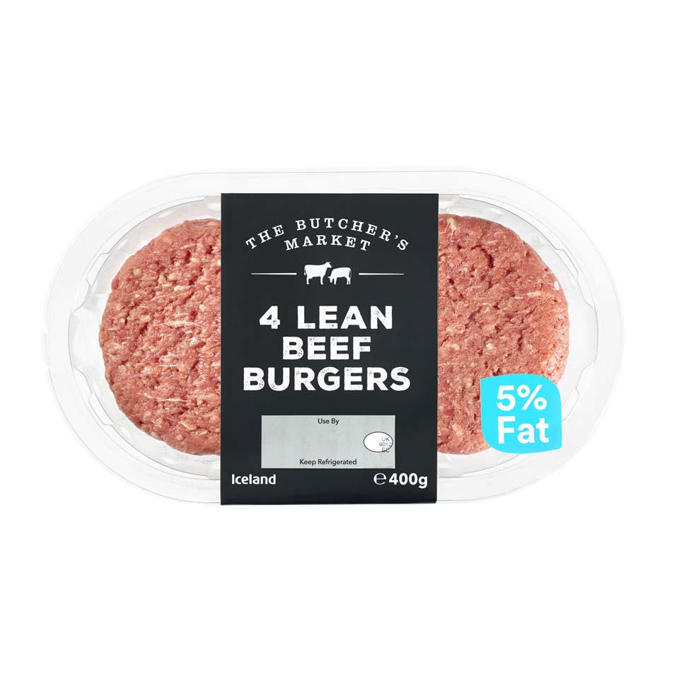 The Butcher's Market 4 Lean Beef Burgers 400g