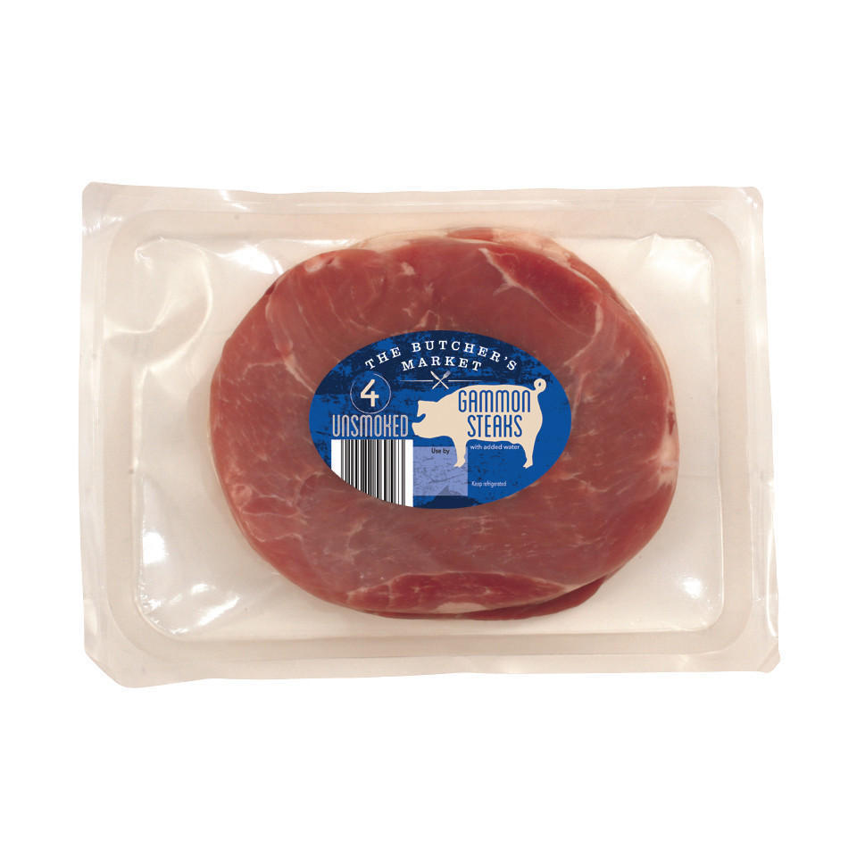 The Butcher's Market 4 Unsmoked Gammon Steaks 600g Bacon & Gammon Iceland Foods