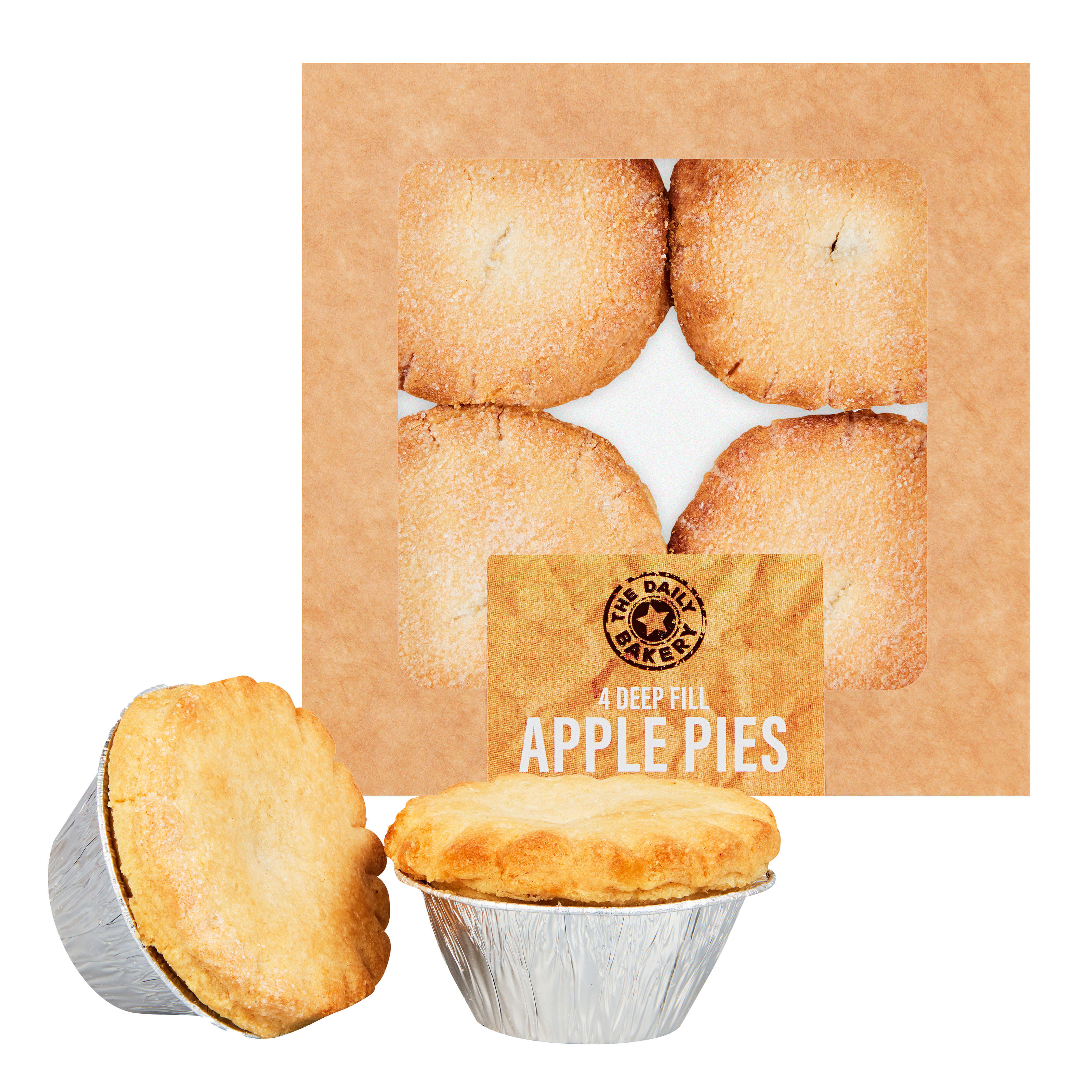 The Daily Bakery Deep Fill Apple Pies 4 x 90g The Daily Bakery