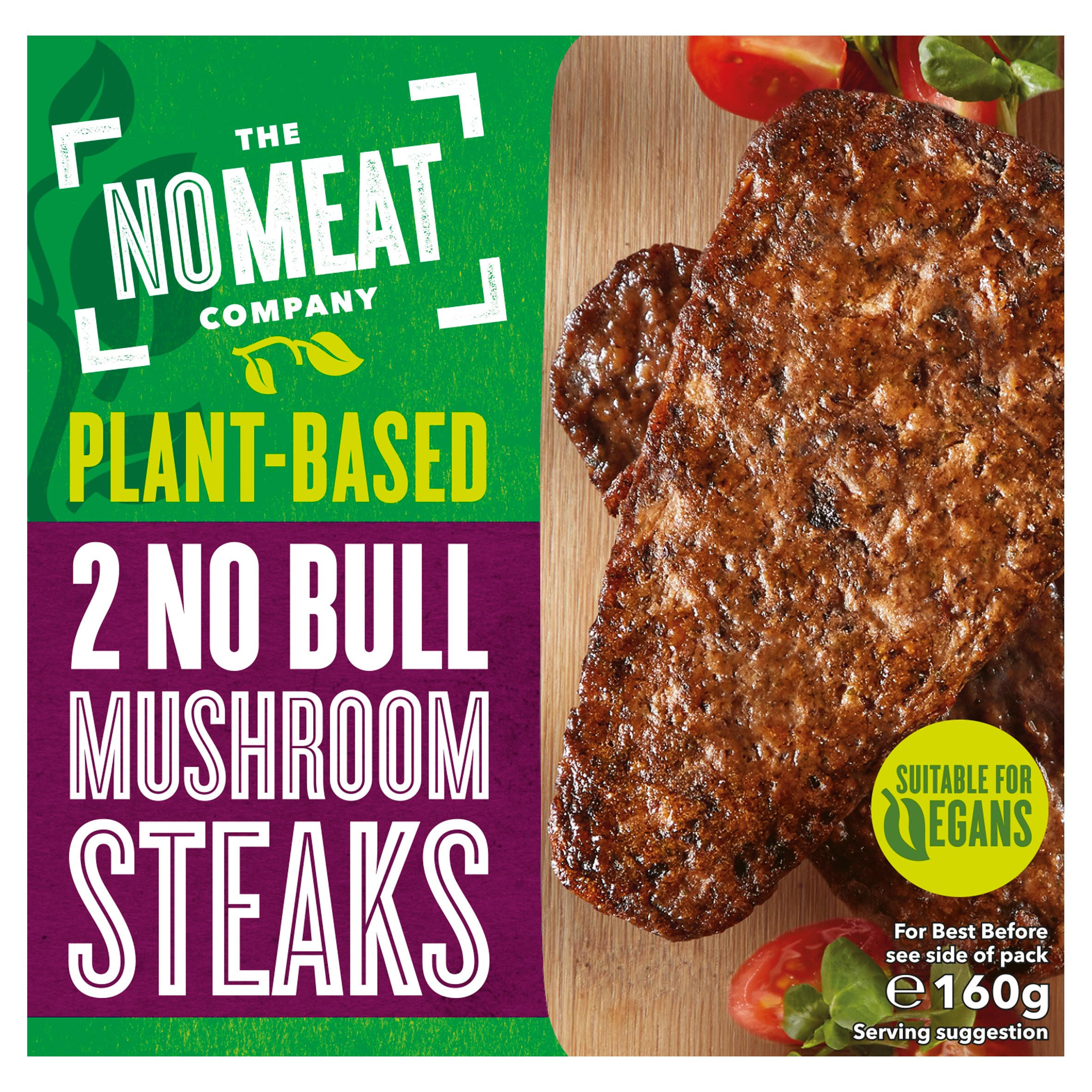 The No Meat Company 2 No Bull Mushroom Steaks 160g Vegan Iceland Foods