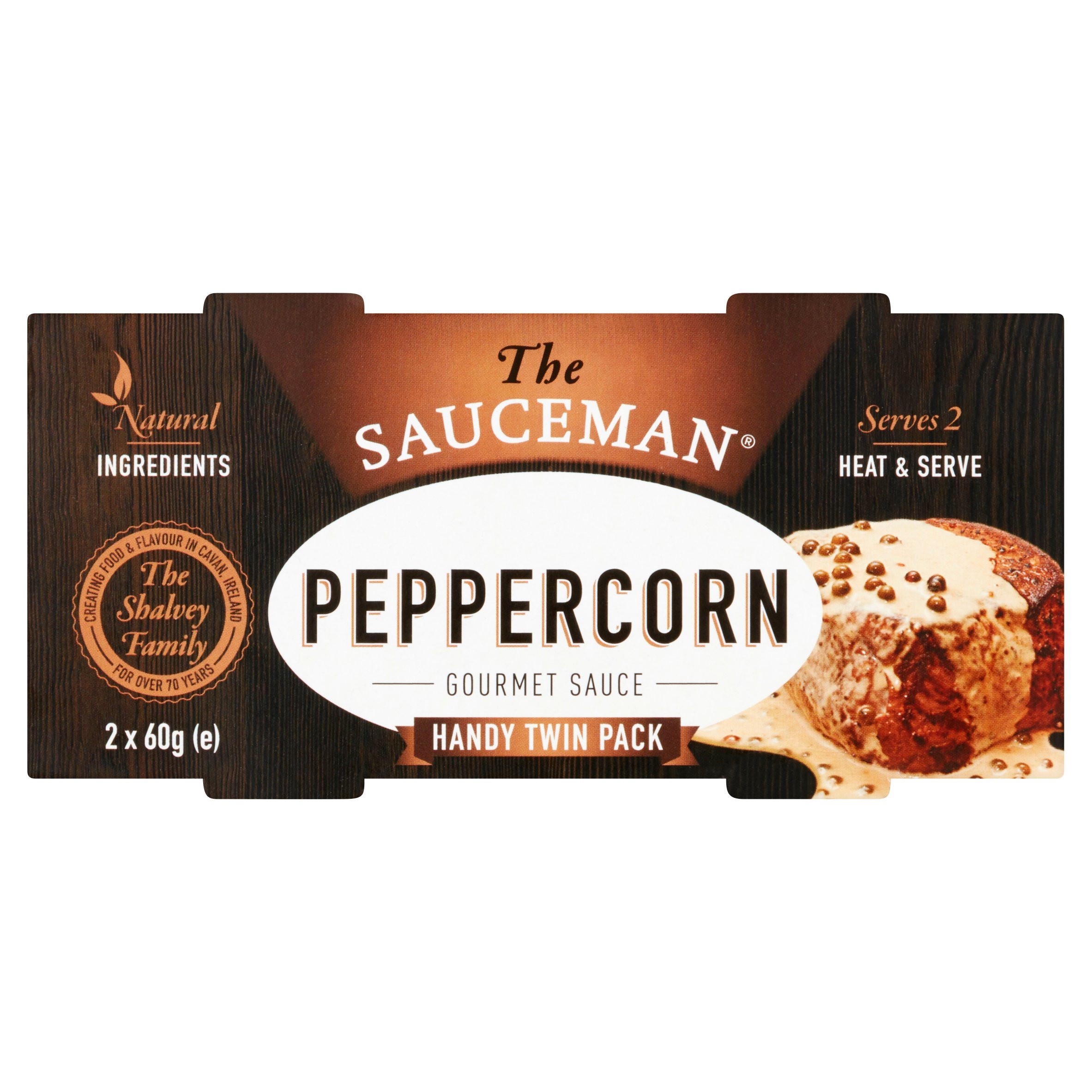 The Sauceman Peppercorn Gourmet Sauce Handy Twin Pack 2 x 60g (120g), folic acid free