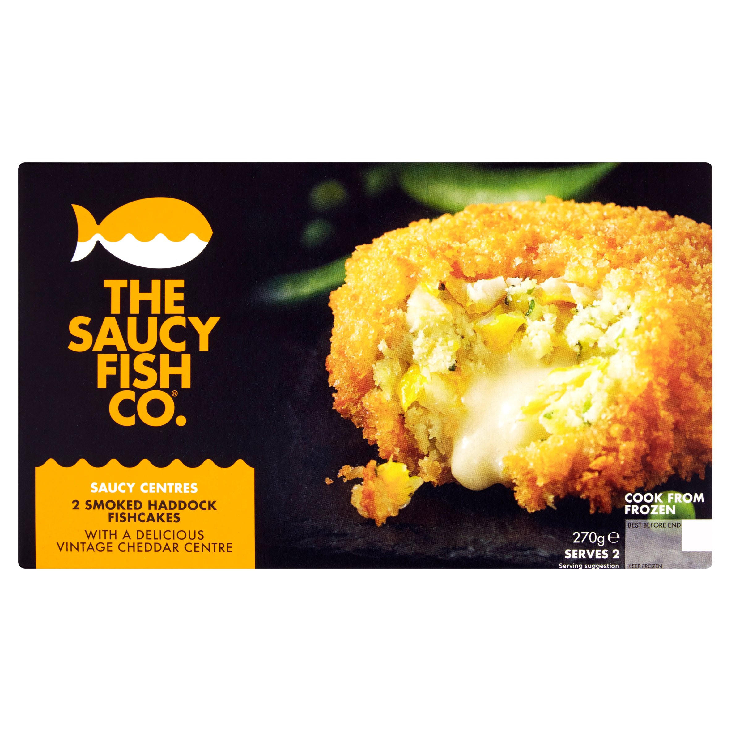 The Saucy Fish Co 2 Smoked Haddock Fishcakes 270g Fish Fingers, Fish