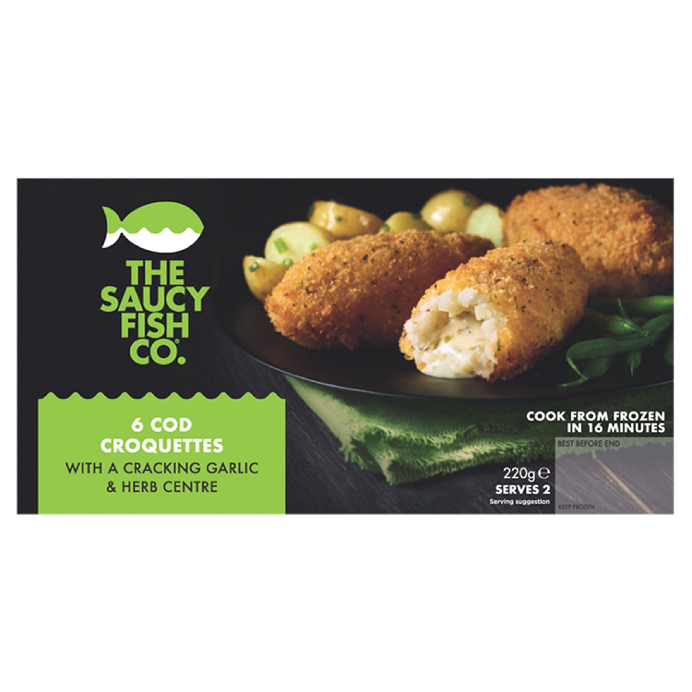 The Saucy Fish Co 6 Cod Croquettes with a Cracking Garlic & Herb Centre 220g Fish Fingers