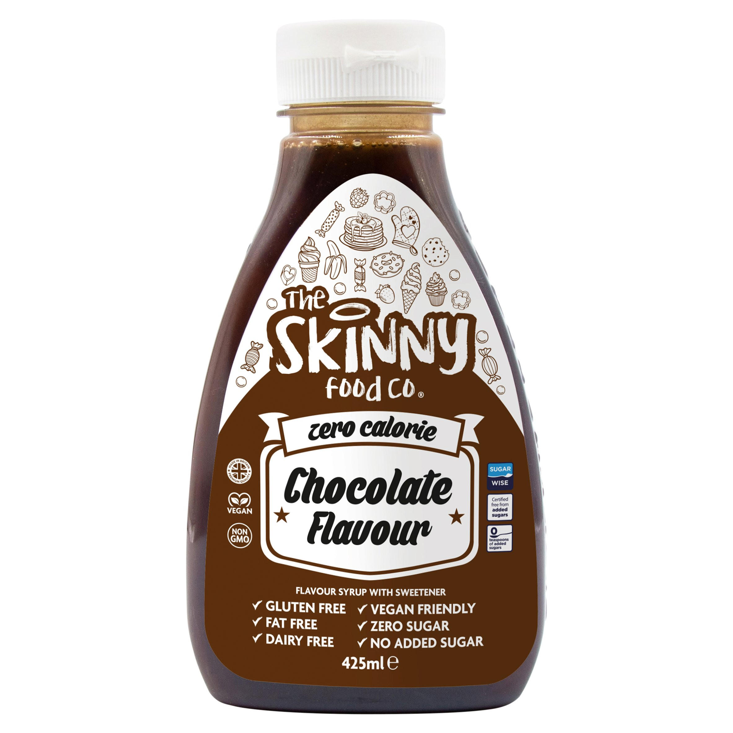 The Skinny Food Co. Chocolate Flavour Syrup with Sweetener 425ml, folic acid free