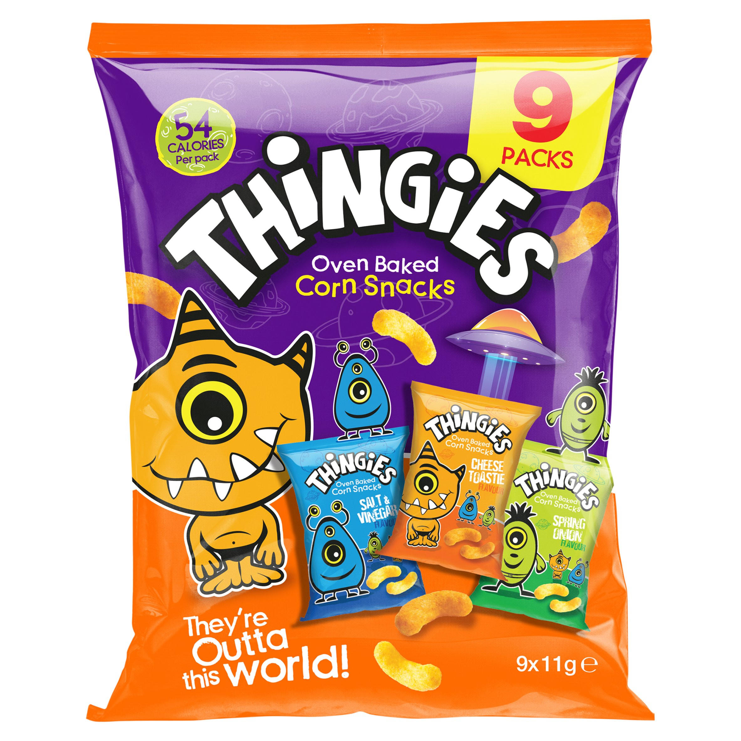 Thingies Oven Baked Corn Snack 9 x 11g, folic acid free