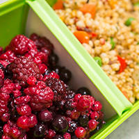 Thumbnail photograph of mixed berries and couscous in a My Bento lunchbox