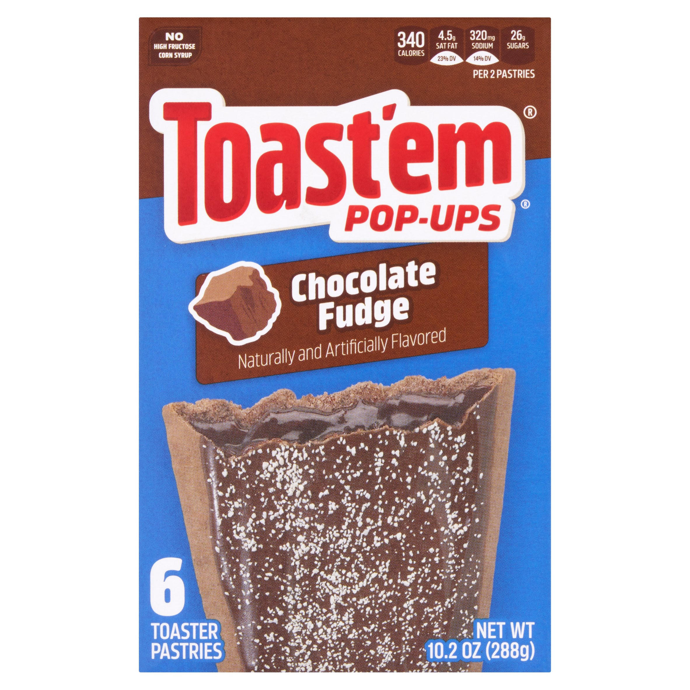 Toast'em PopUps 6 Chocolate Fudge Toaster Pastries 288g Cereal Bars