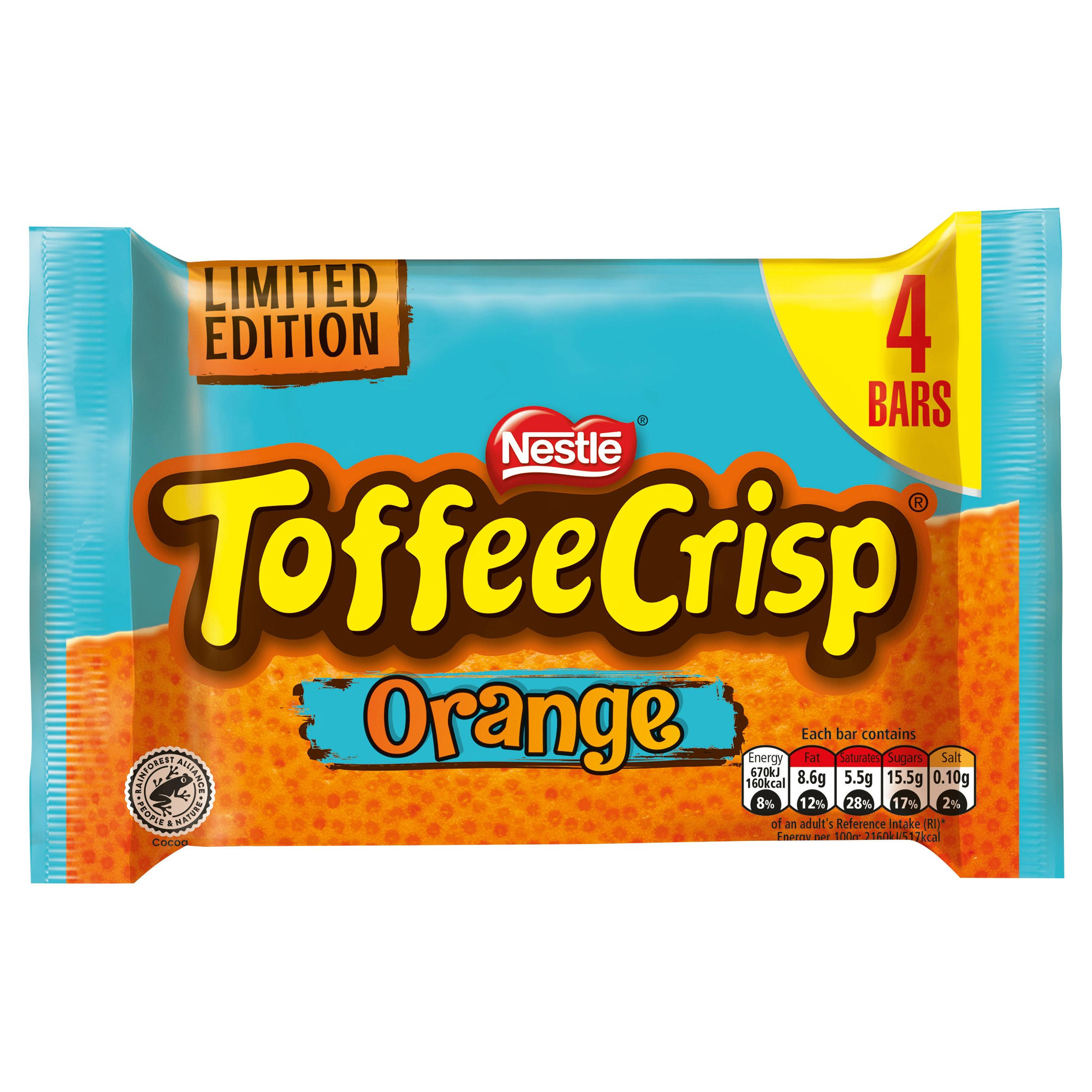 Toffee Crisp Orange Milk Chocolate Bar Multipack 4 x 31g Multipacks