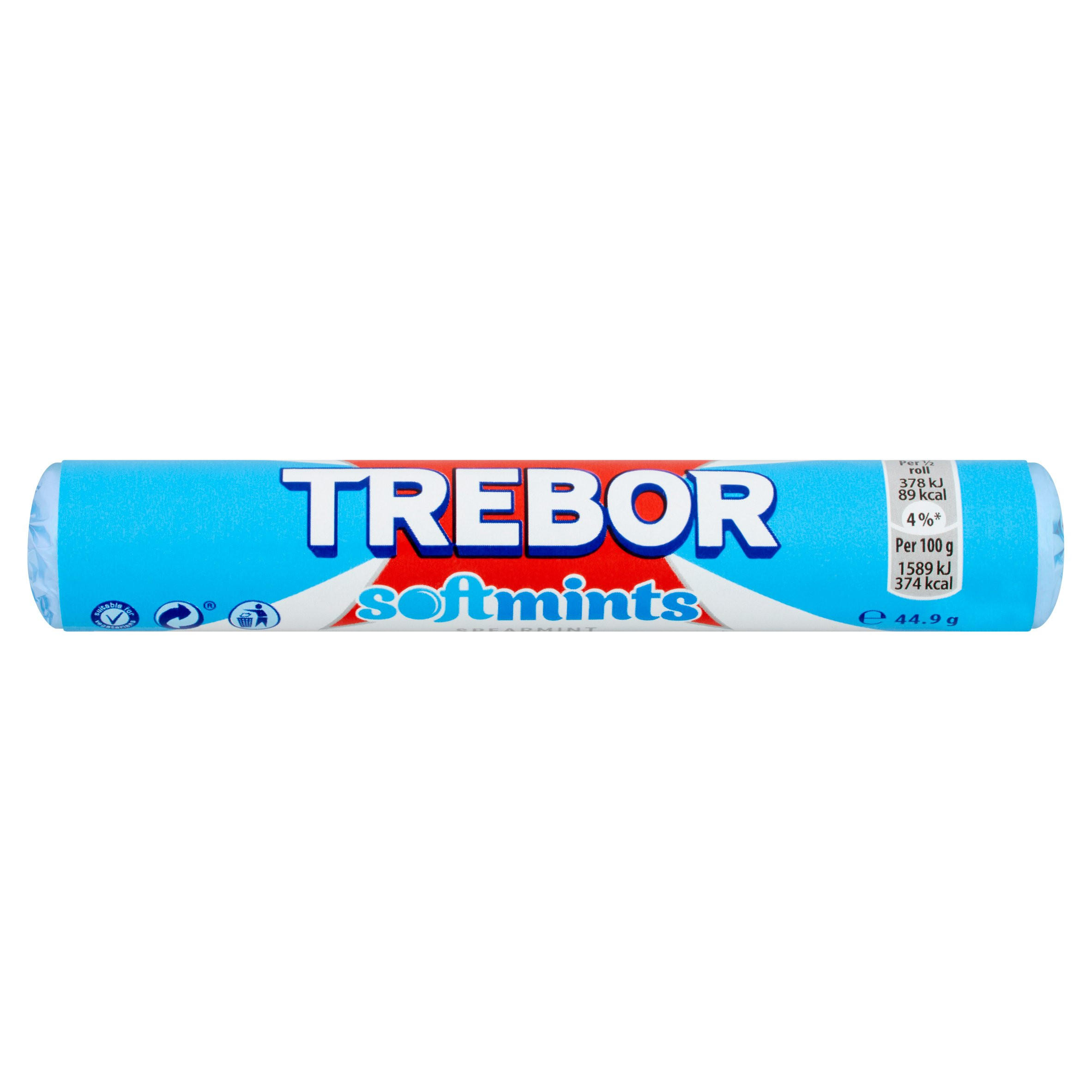 Trebor Softmints Spearmint Mints Roll 44.9g Chewing Gum & Mints