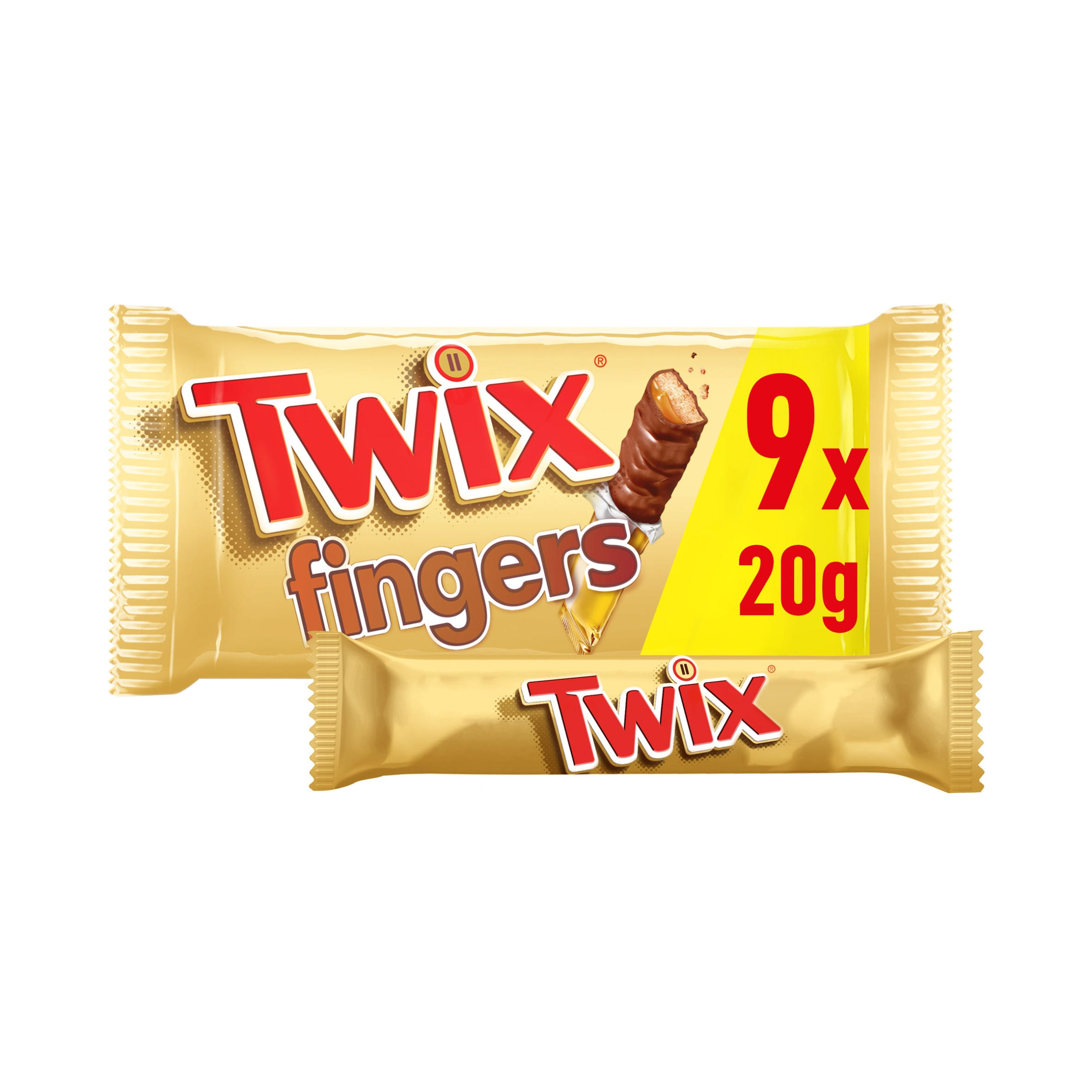 Twix Caramel & Milk Chocolate Fingers Biscuit Snack Bars Multipack 9x20g