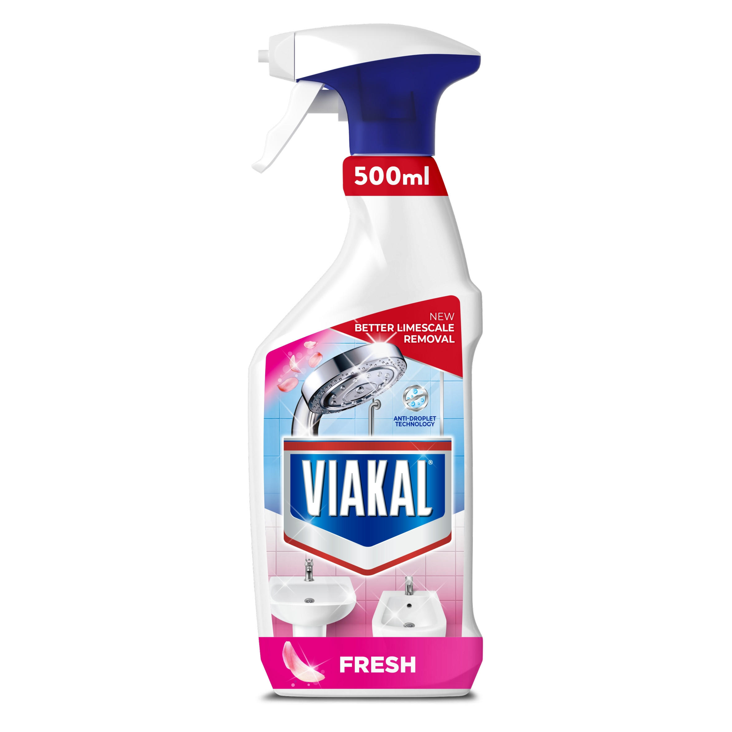 Viakal Limescale Remover Spray Fresh Spring Rose 500ML, To Remove Up To