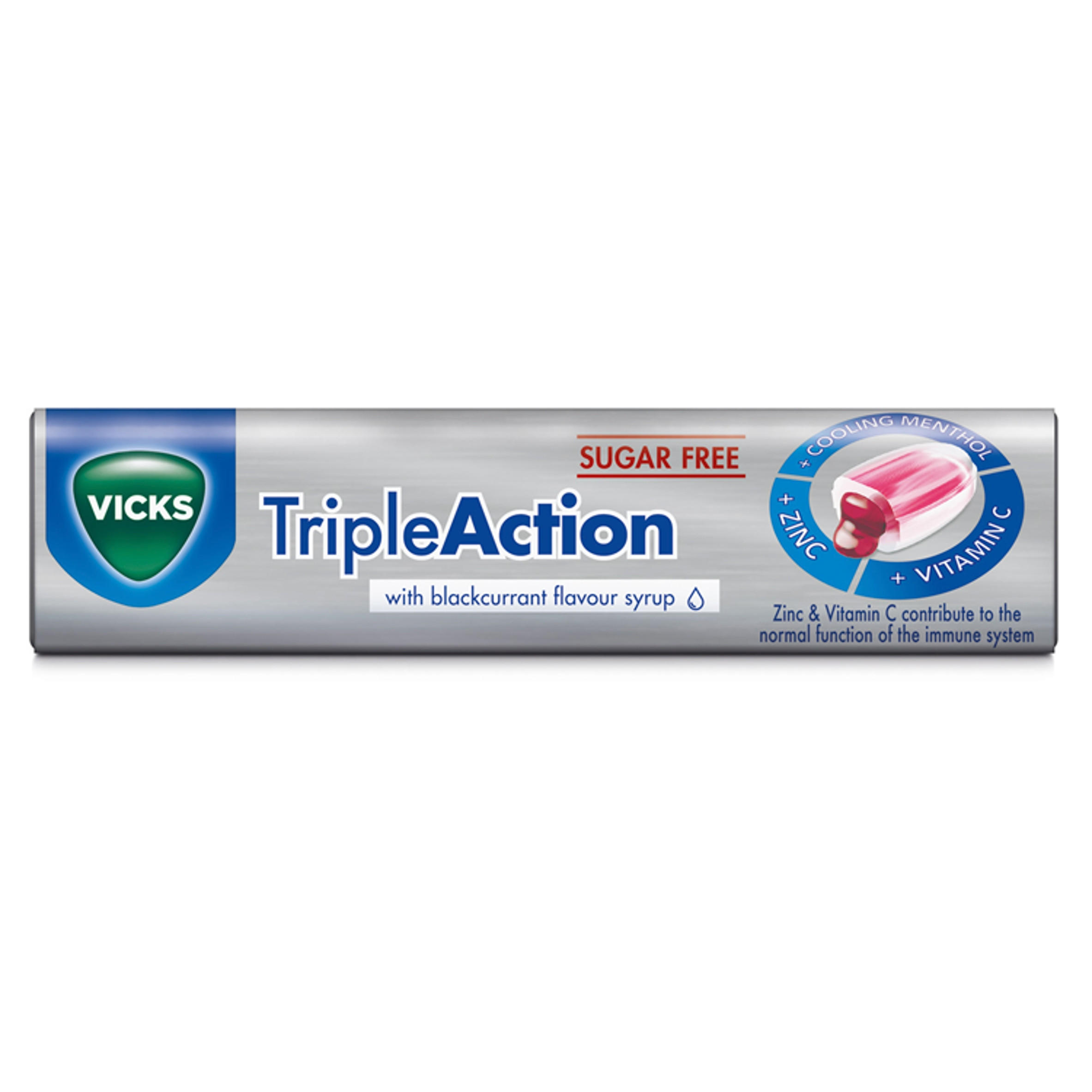 Vicks Triple Action Sugar Free with Vitamin C and Zinc 42g