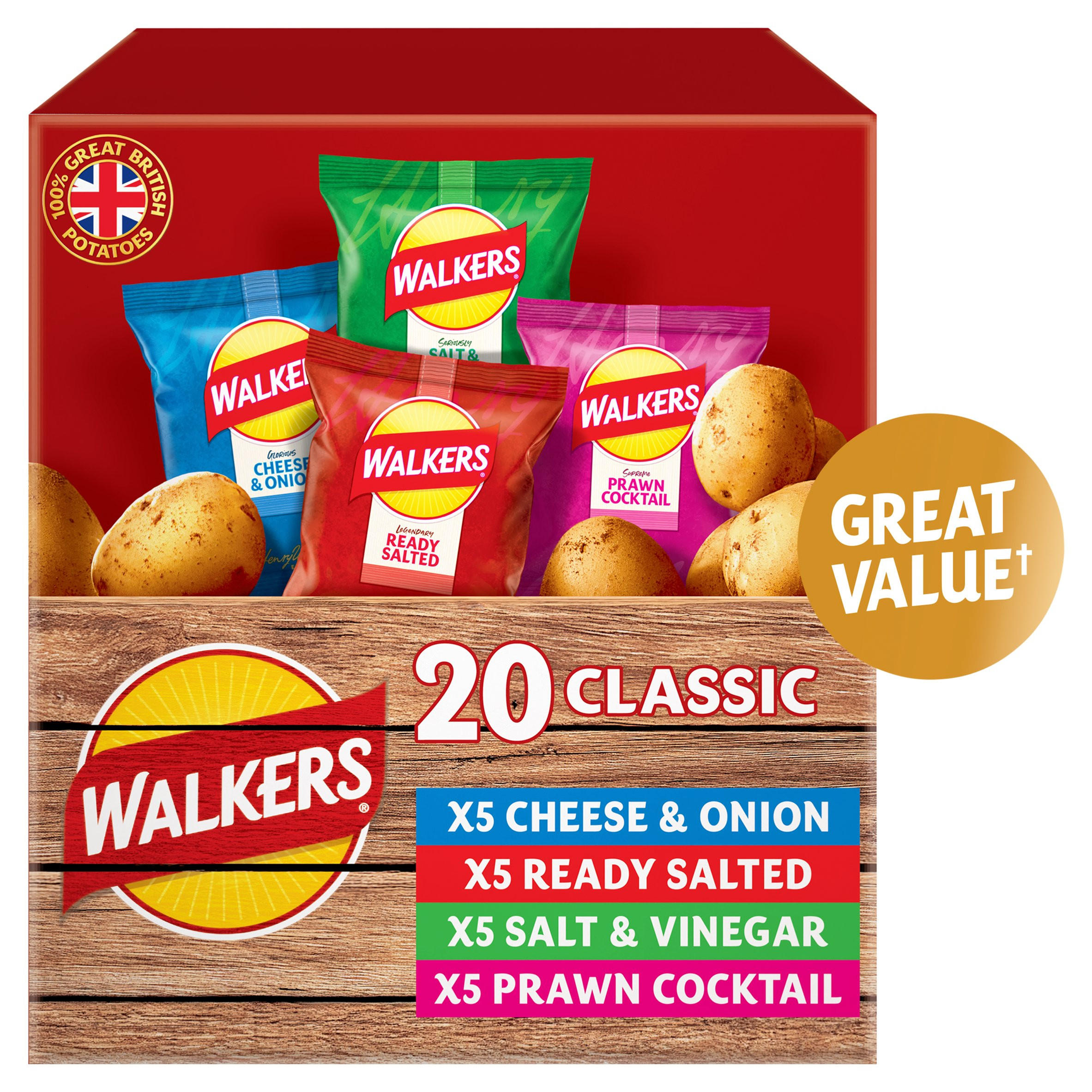 Walkers Classic Variety Multipack Crisps Box 20x25g Multipack Crisps Walkers Classic Variety Multipack Crisps Box 20x25g Multipack Crisps