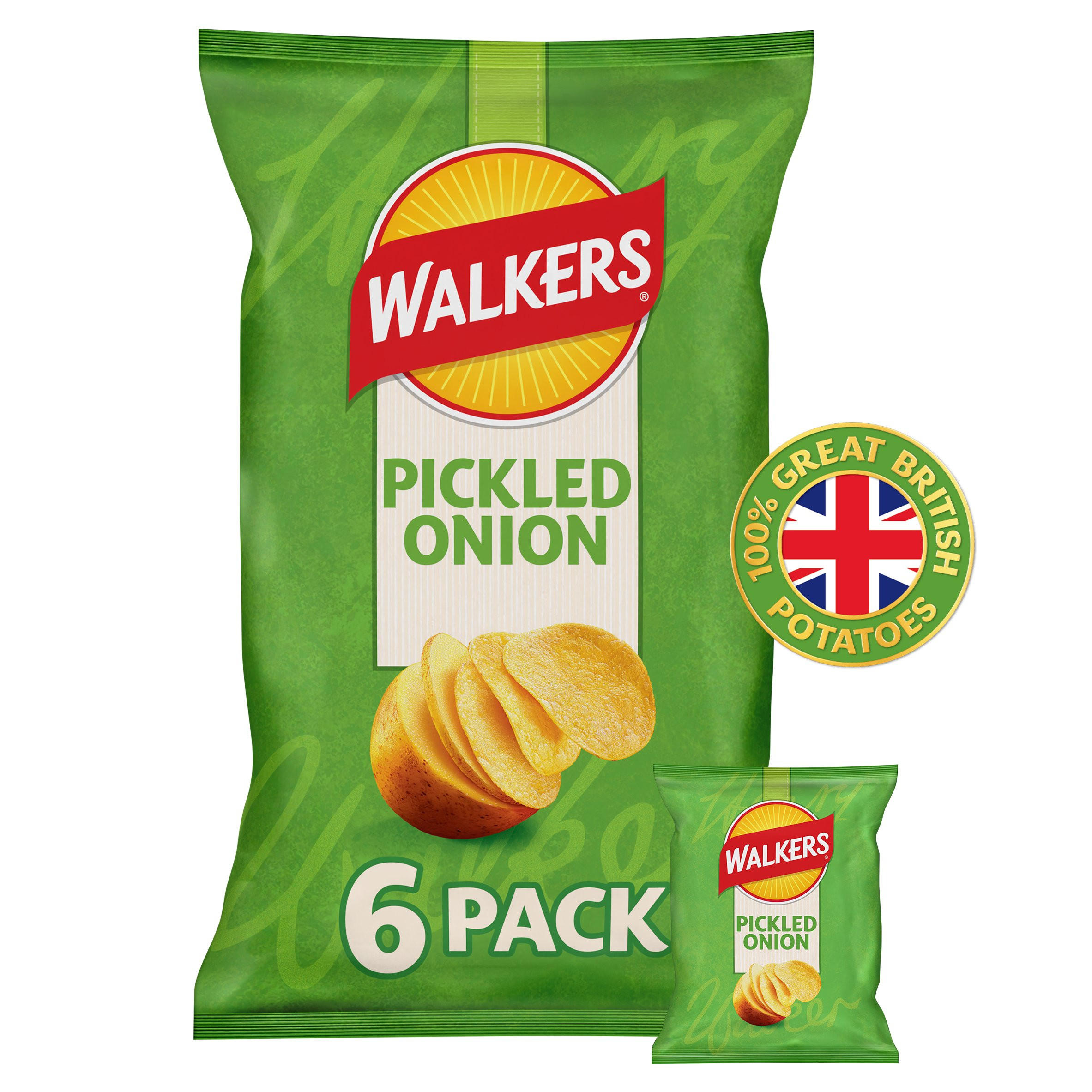 Walkers Crisps Picked Onion, 6x25g, folic acid free