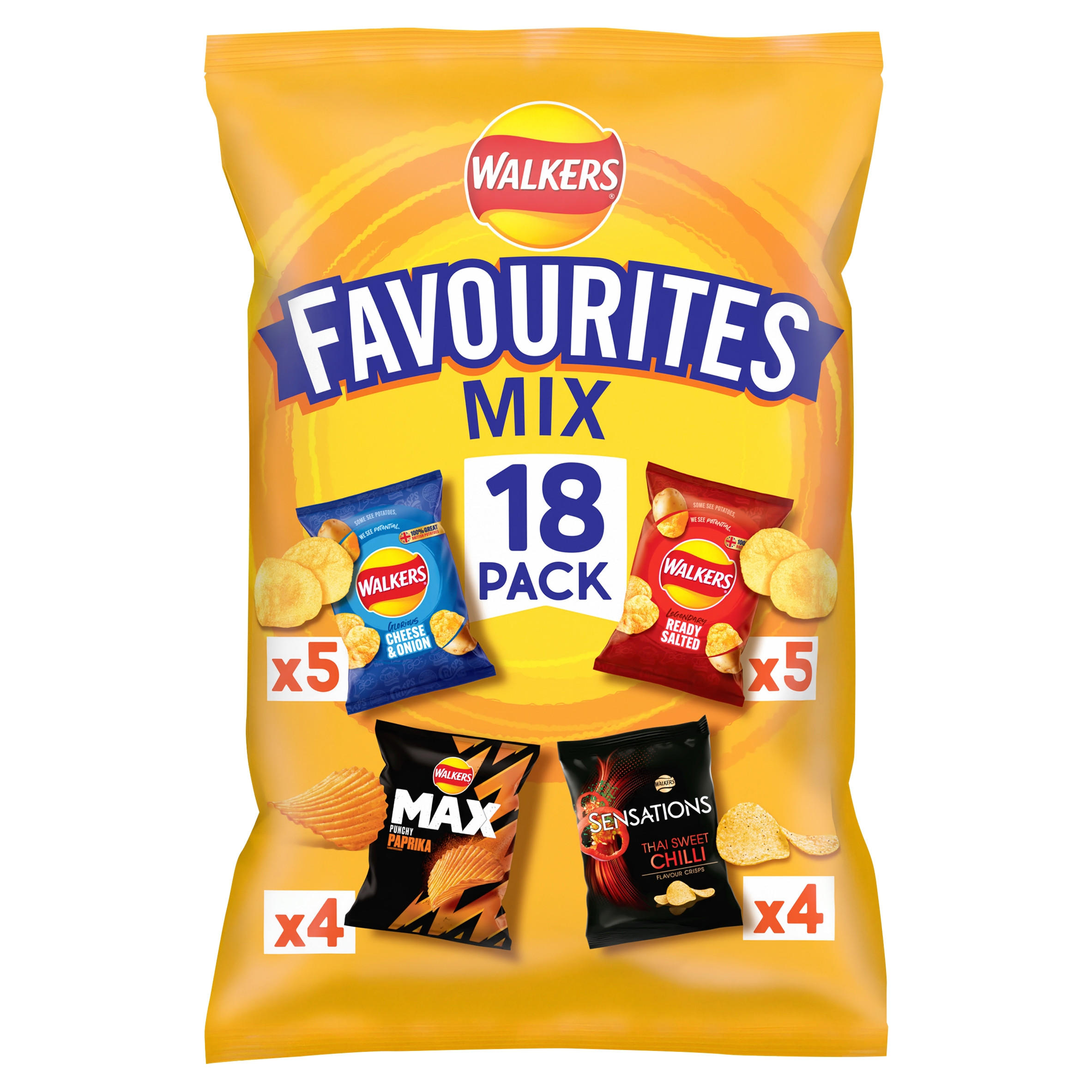Walkers Favourites Mix Multipack Snacks Crisps 18 Pack Multipack Walkers Favourites Mix Multipack Snacks Crisps 18 Pack Multipack
