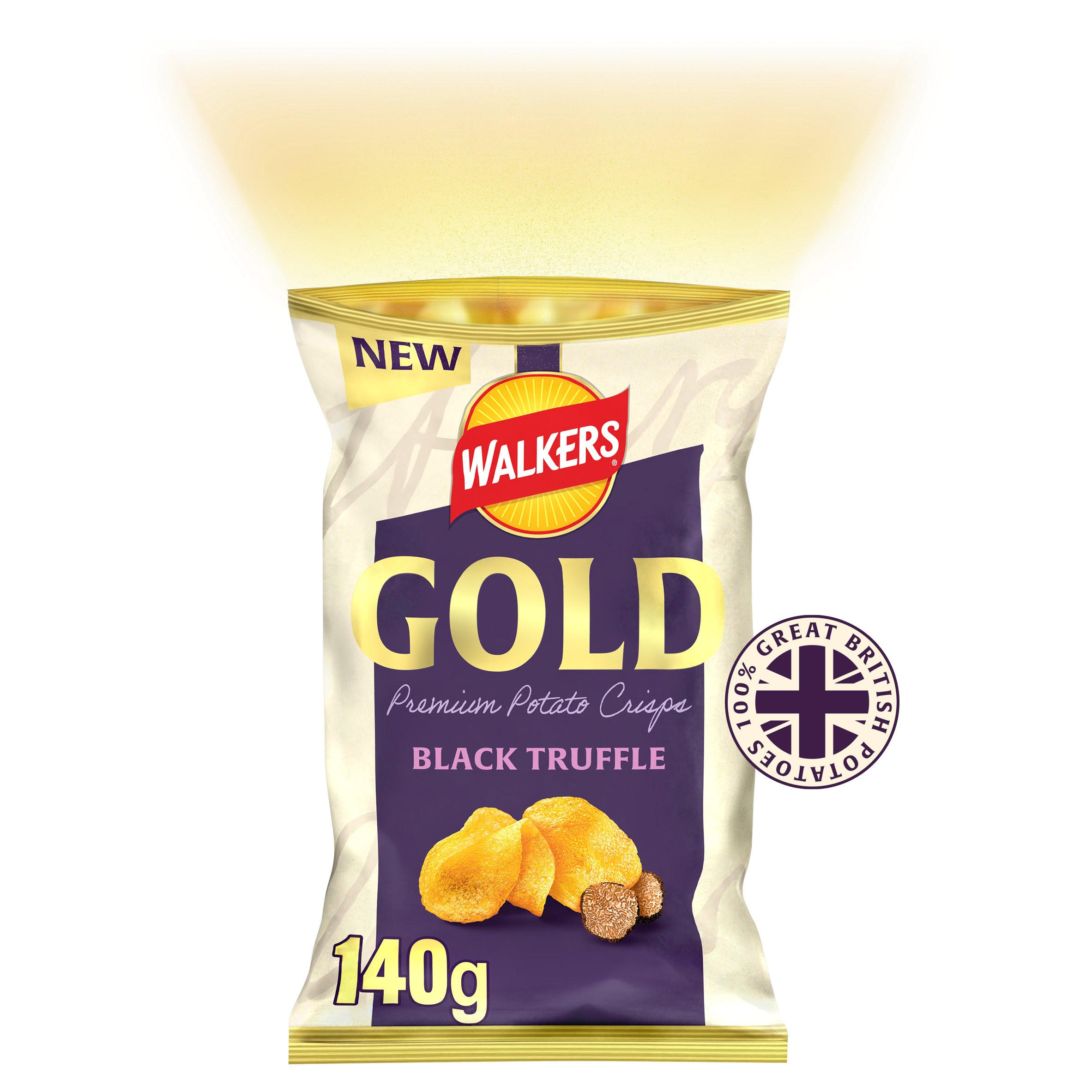 Walkers Gold Black Truffle Premium Sharing Crisps 140g, folic acid free