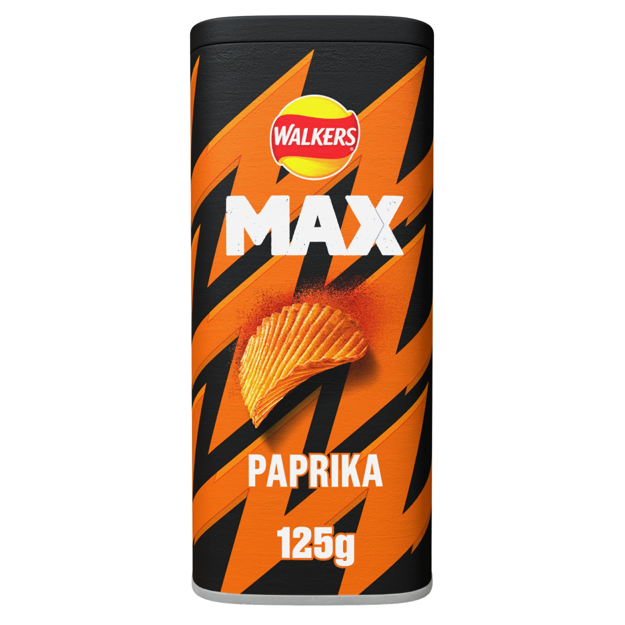 Walkers Max Punchy Paprika Sharing Crisps Tub 125g, folic acid free