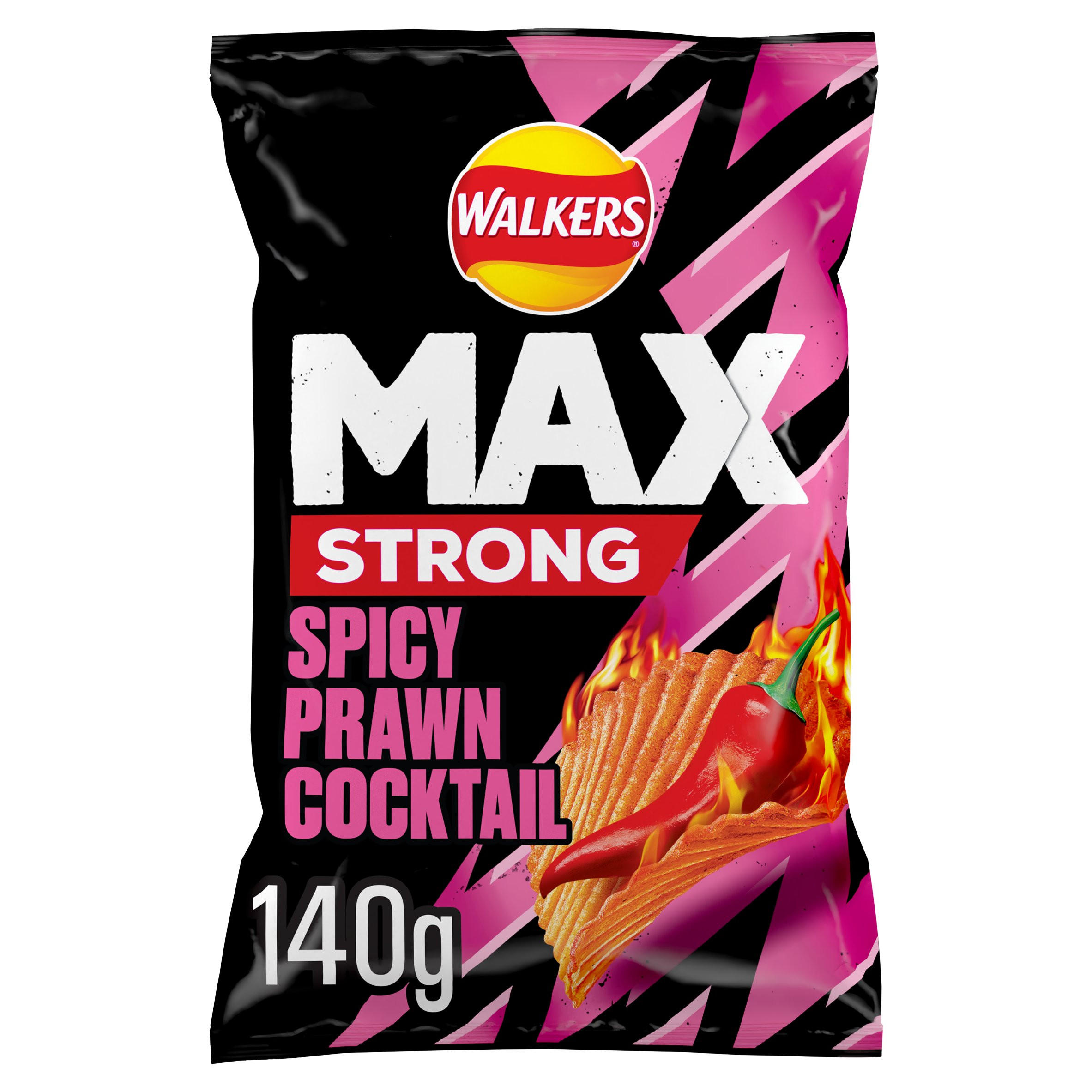 Walkers Max Strong Fiery Prawn Cocktail Sharing Crisps 140g Sharing Crisps Iceland Foods 1701