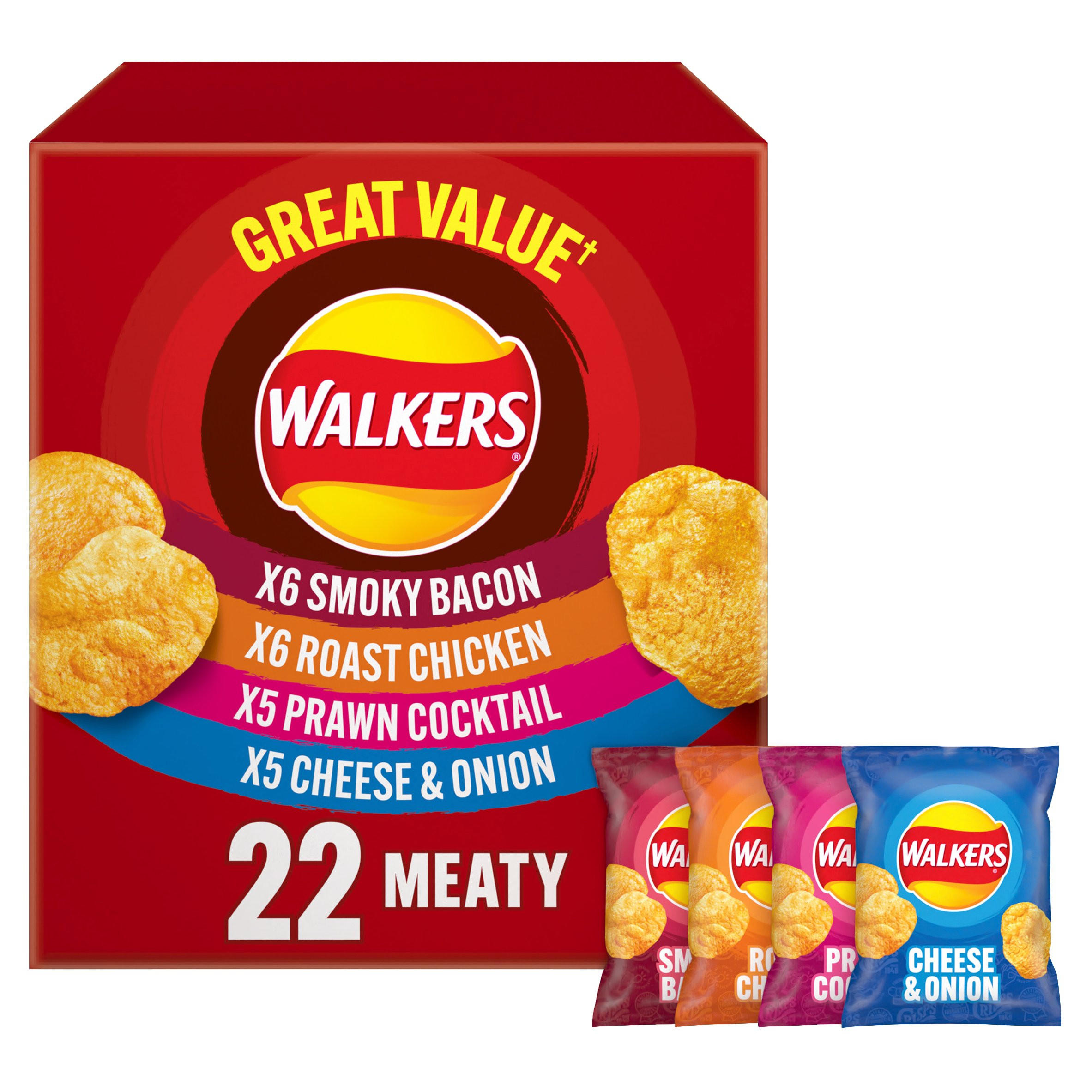 Walkers Meaty Variety Multipack Crisps Box 22x25g Multipack Crisps Iceland Foods