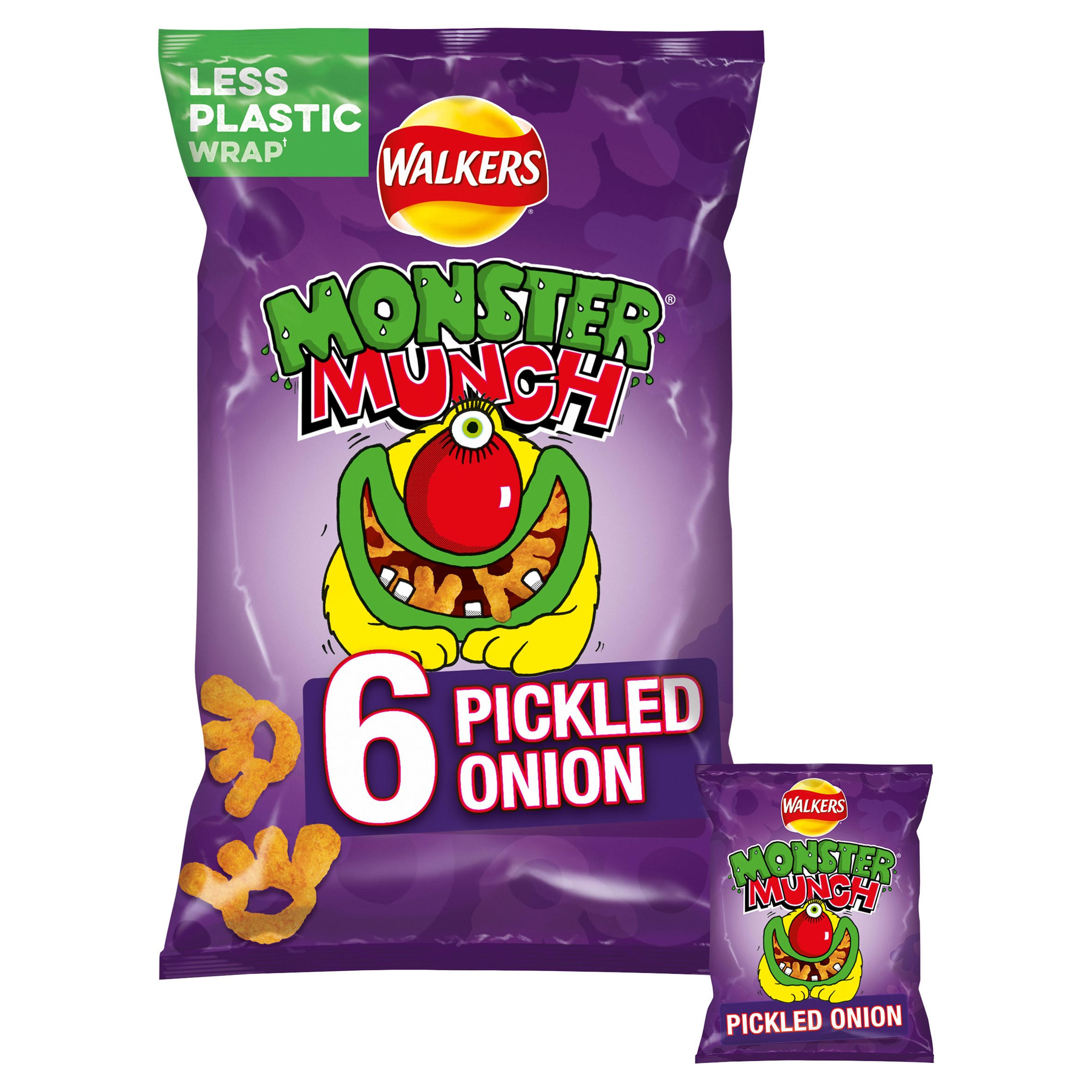 Walkers Monster Munch Pickled Onion Multipack Snacks 6x22g | Food ...