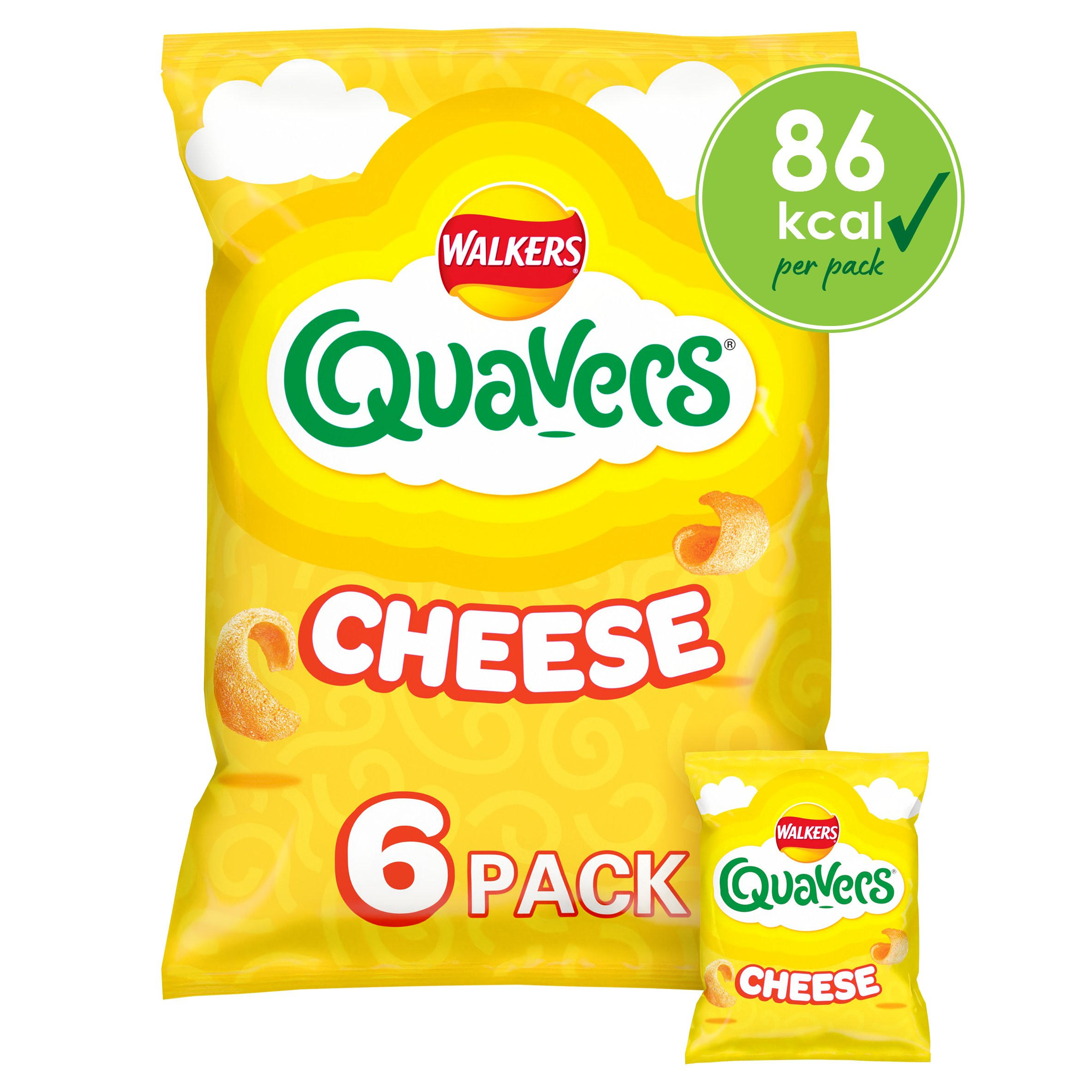 Walkers Quavers Cheese Multipack Snacks Crisps 6x16g Multipack Crisps