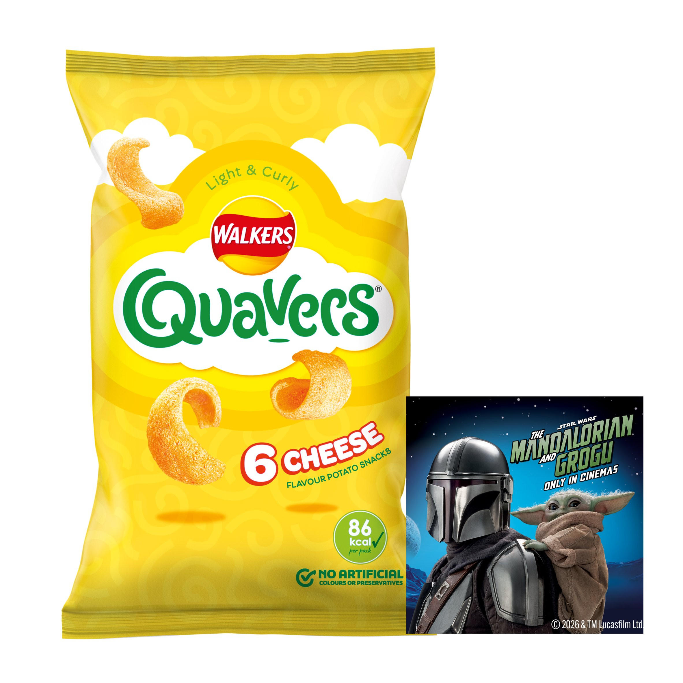 Walkers Quavers Snacks Cheese Multipack Crisps 6x16g