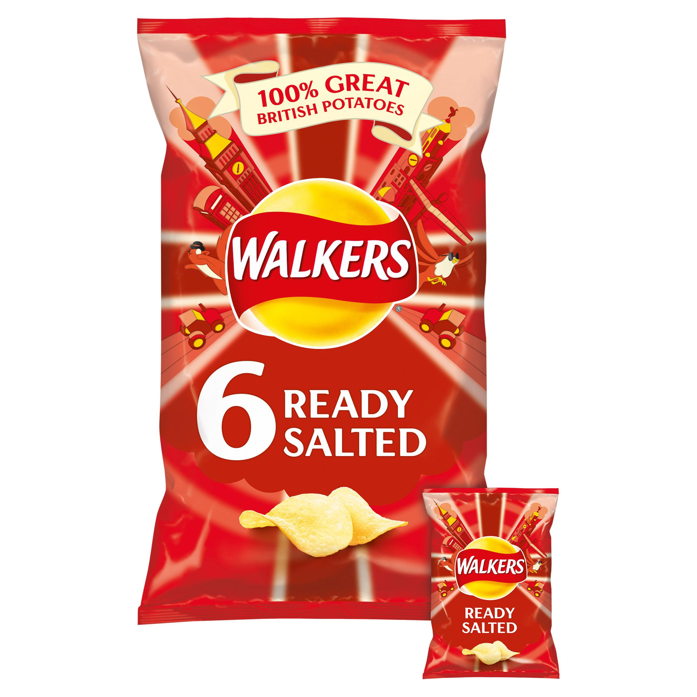 Walkers Ready Salted Crisps 6x25g | Multipack Crisps | Iceland Foods