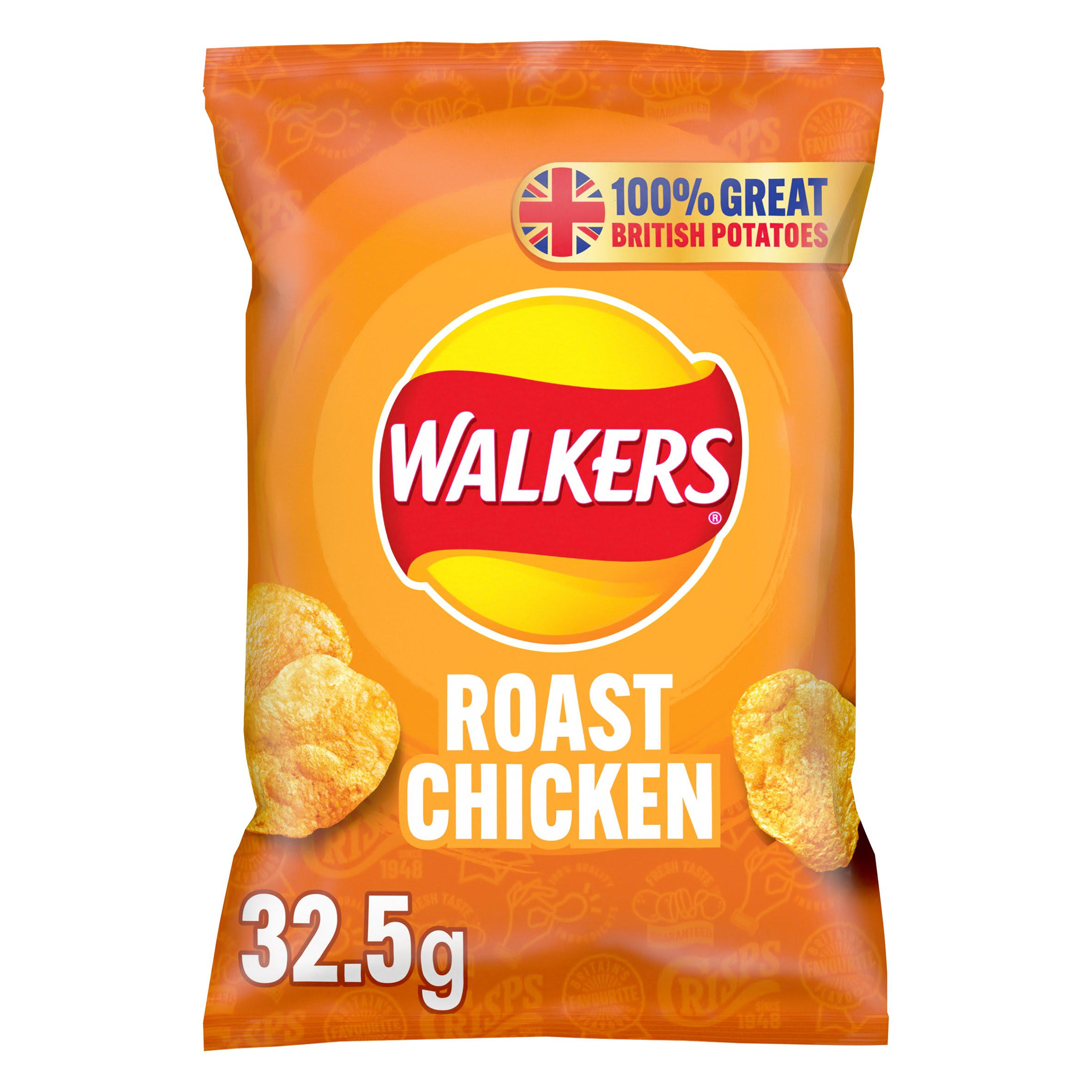 Walkers Roast Chicken Crisps 32.5g, folic acid free