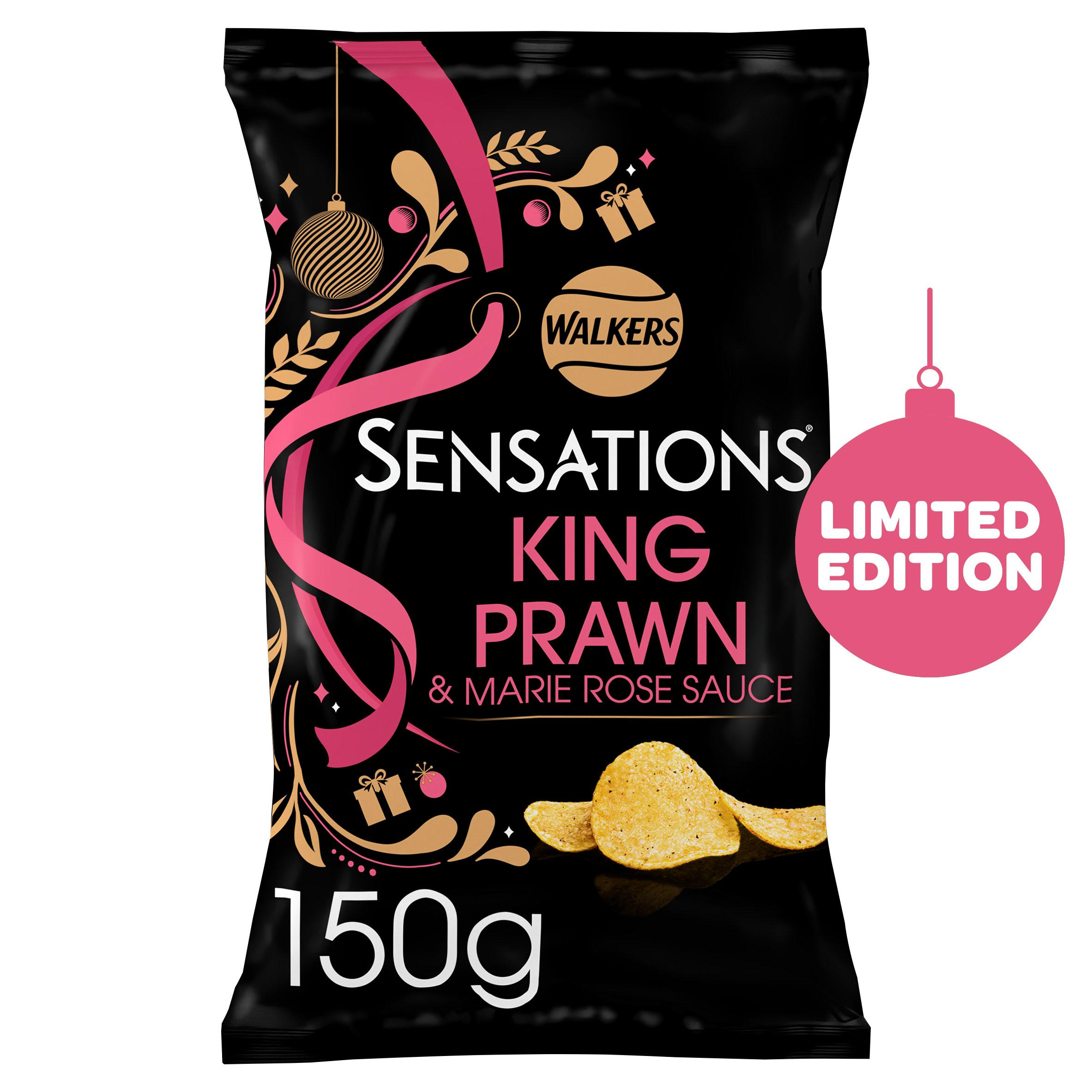 Walkers Sensations King Prawn & Marie Rose Sharing Bag Crisps 150g, folic acid free
