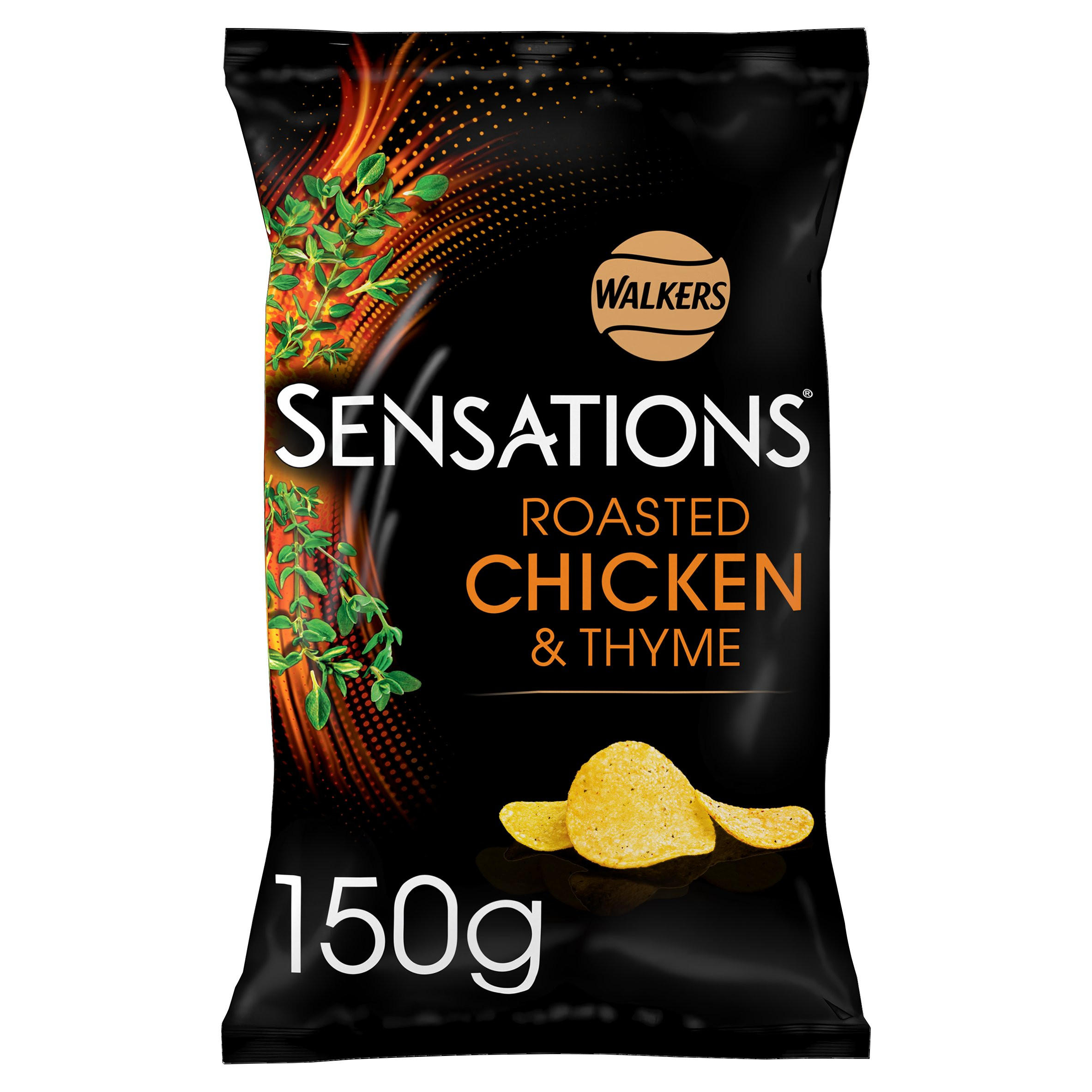 Walkers Sensations Roasted Chicken & Thyme Sharing Crisps 150g, folic acid free
