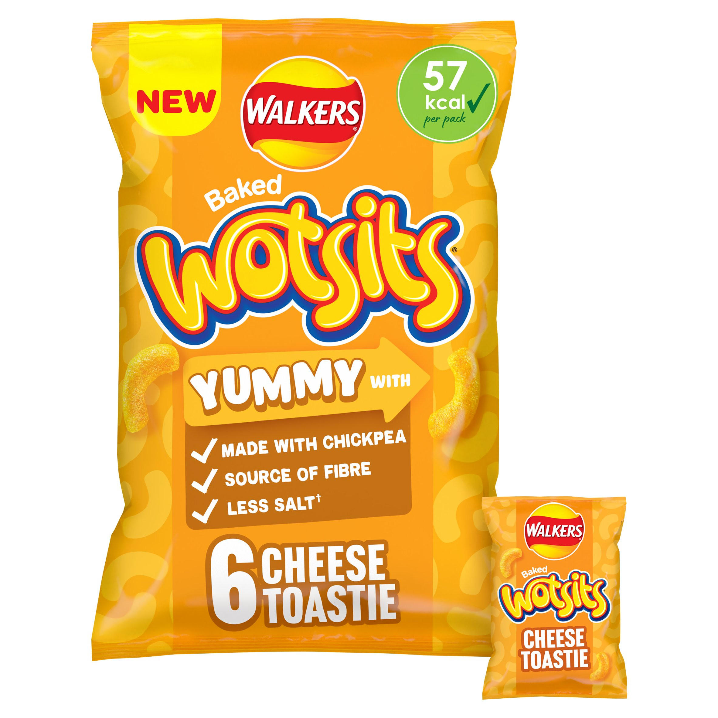 Walkers Wotsits Cheese Toastie Multipack Chickpea Crisps 6x12g, folic acid free
