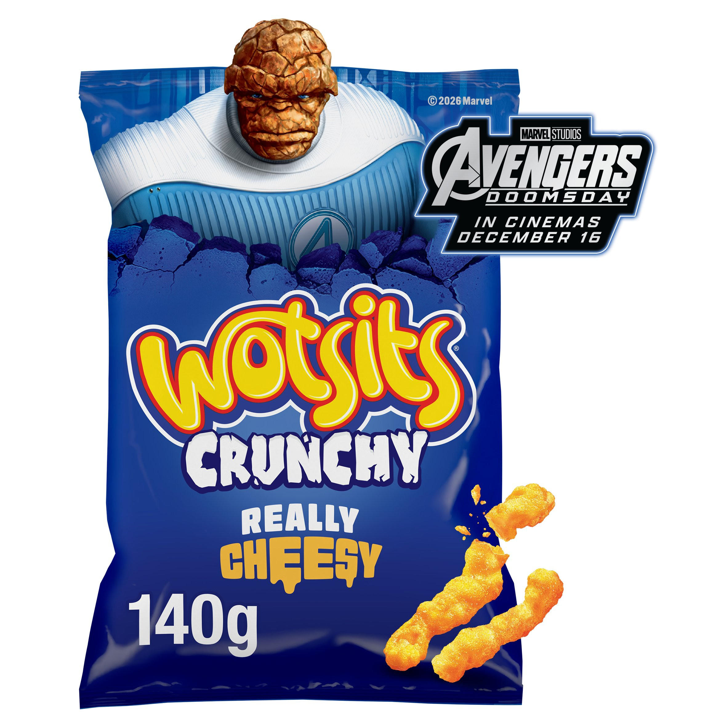 Walkers Wotsits Crunchy Snacks Really Cheesy Sharing Crisps 140g, folic acid free