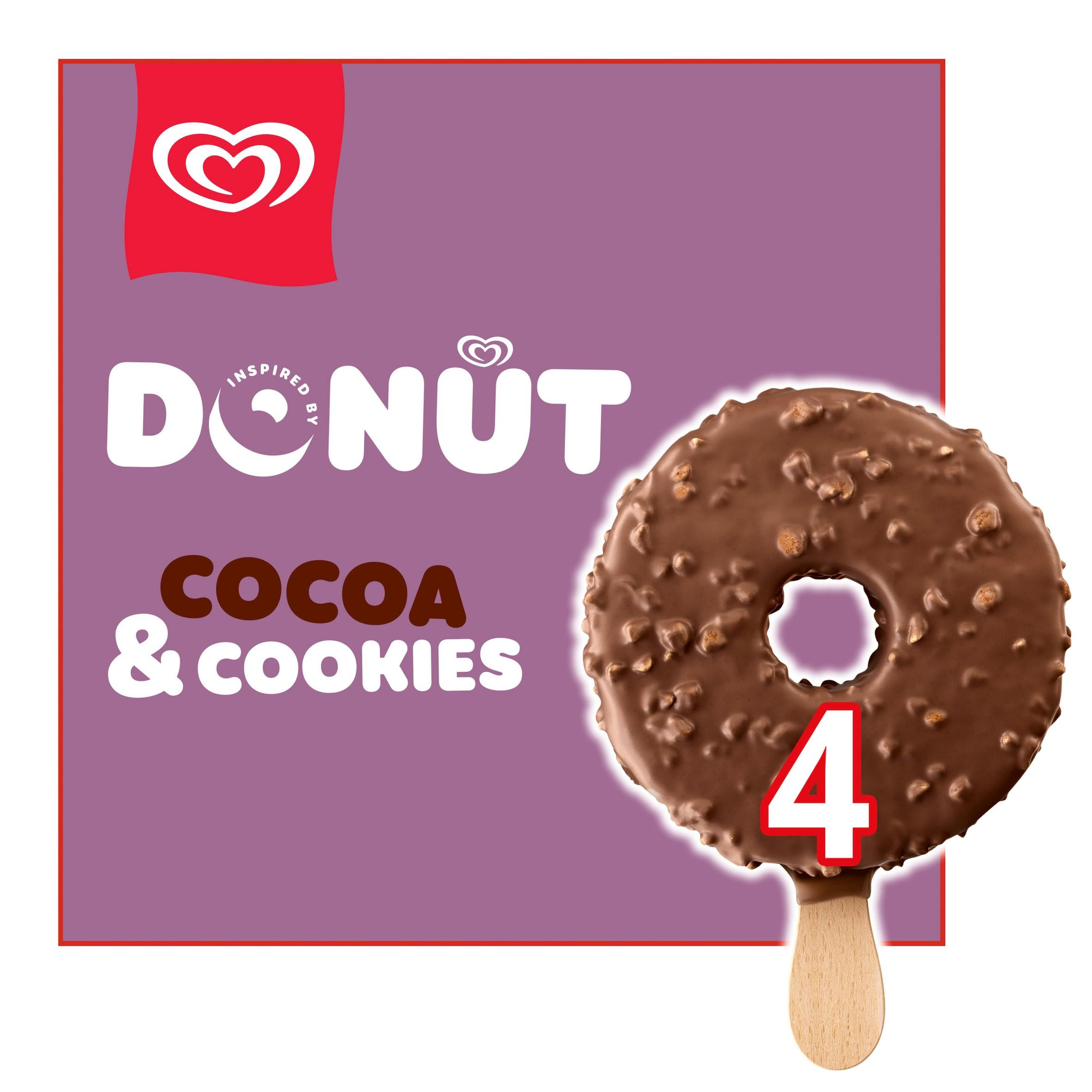 Wall's Donut White Chocolate & Cookies Ice Cream Sticks 4x 62 ml