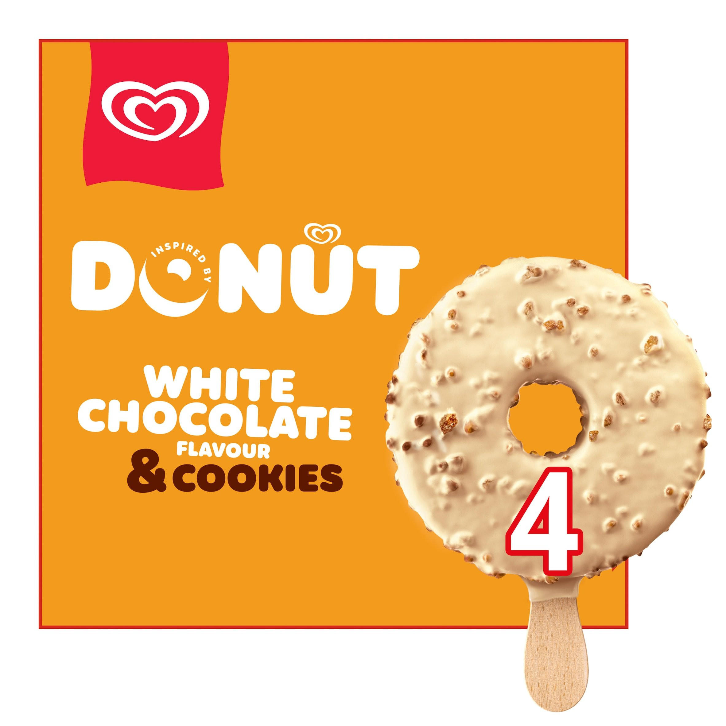 Wall's Donut White Chocolate & Cookies Ice Cream Sticks 4x 62 ml