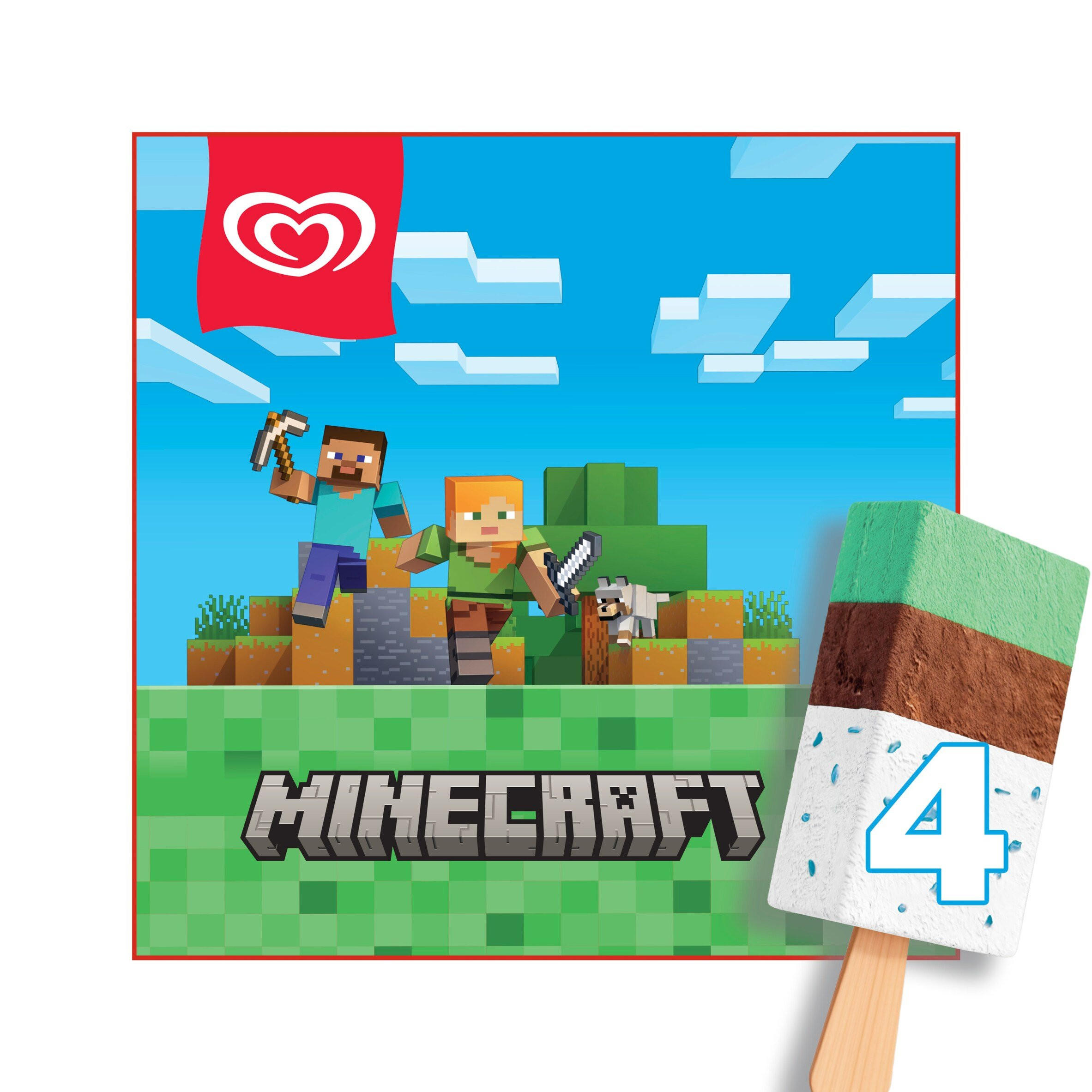 Wall's Minecraft Vanilla & Chocolate Ice Cream Sticks 4 x 75ml